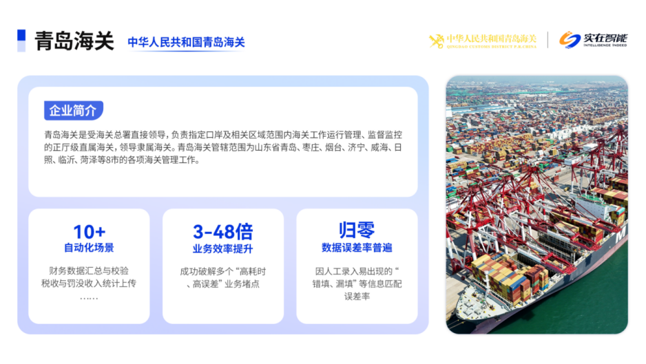 擘画智慧海关！青岛海关引入实在Agent，多场景效率提升3-48倍