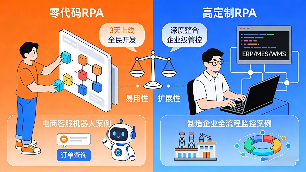 RPA产品对比：零代码 vs 高定制，不同需求适配方案推荐