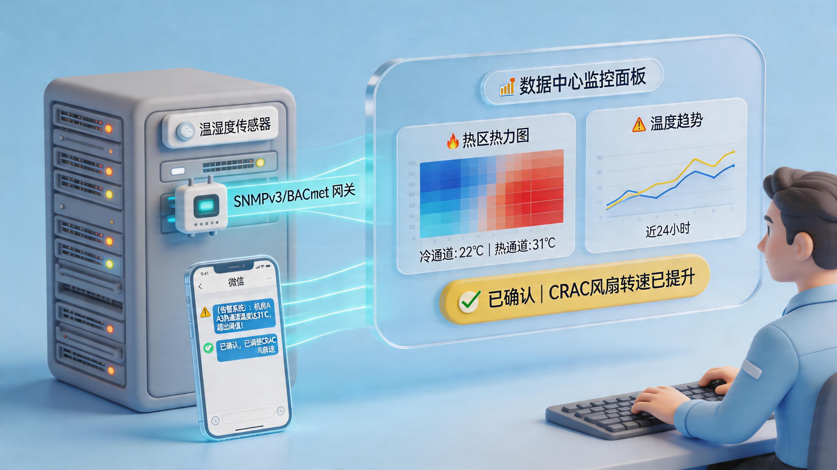机房温湿度监控怎么自动记录并报警？从传感到联动_主图