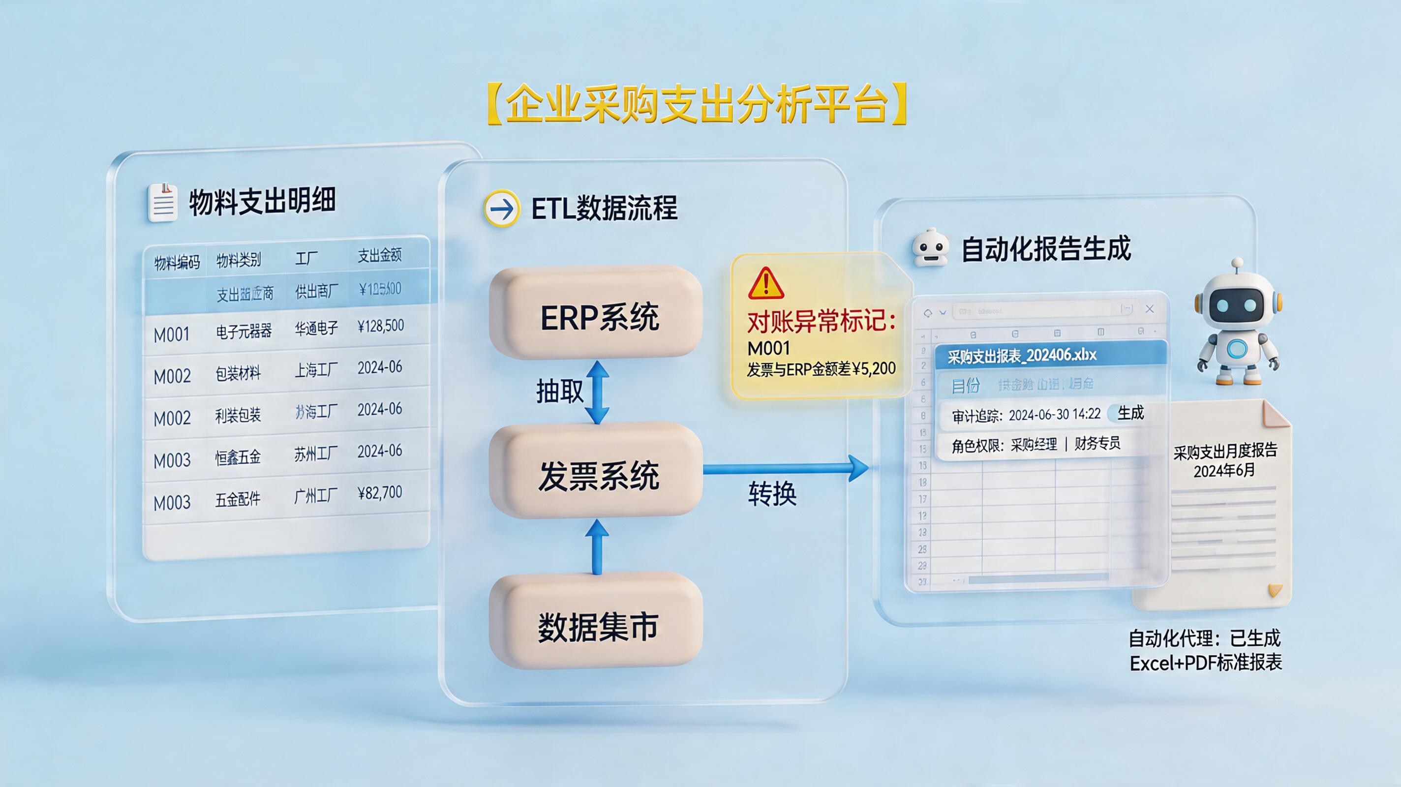 采购支出分析报表如何自动生成按物料维度统计？流程化落地_主图