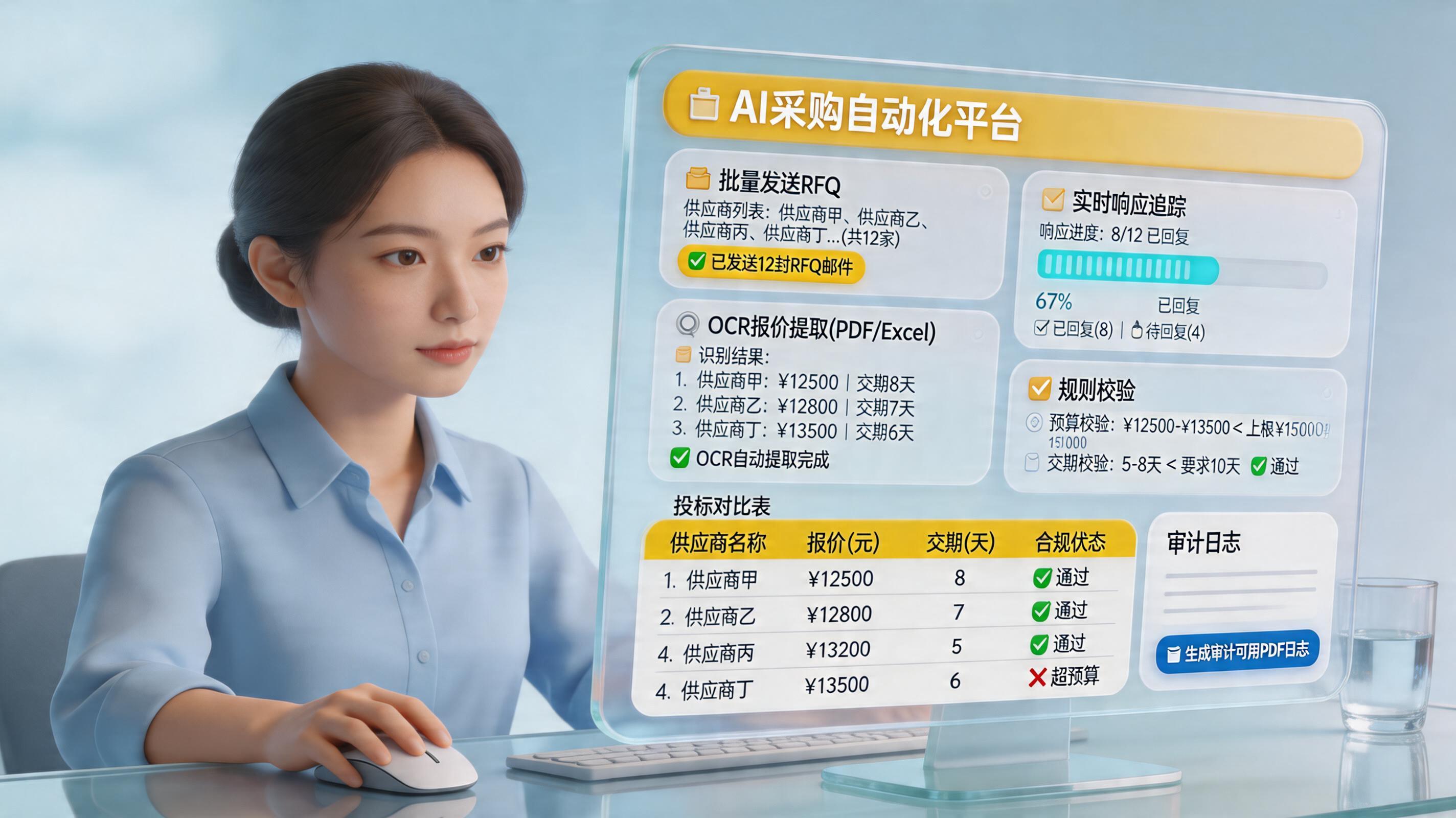 询价单怎么批量发送给供应商并自动回收报价？采购自动化流程_主图