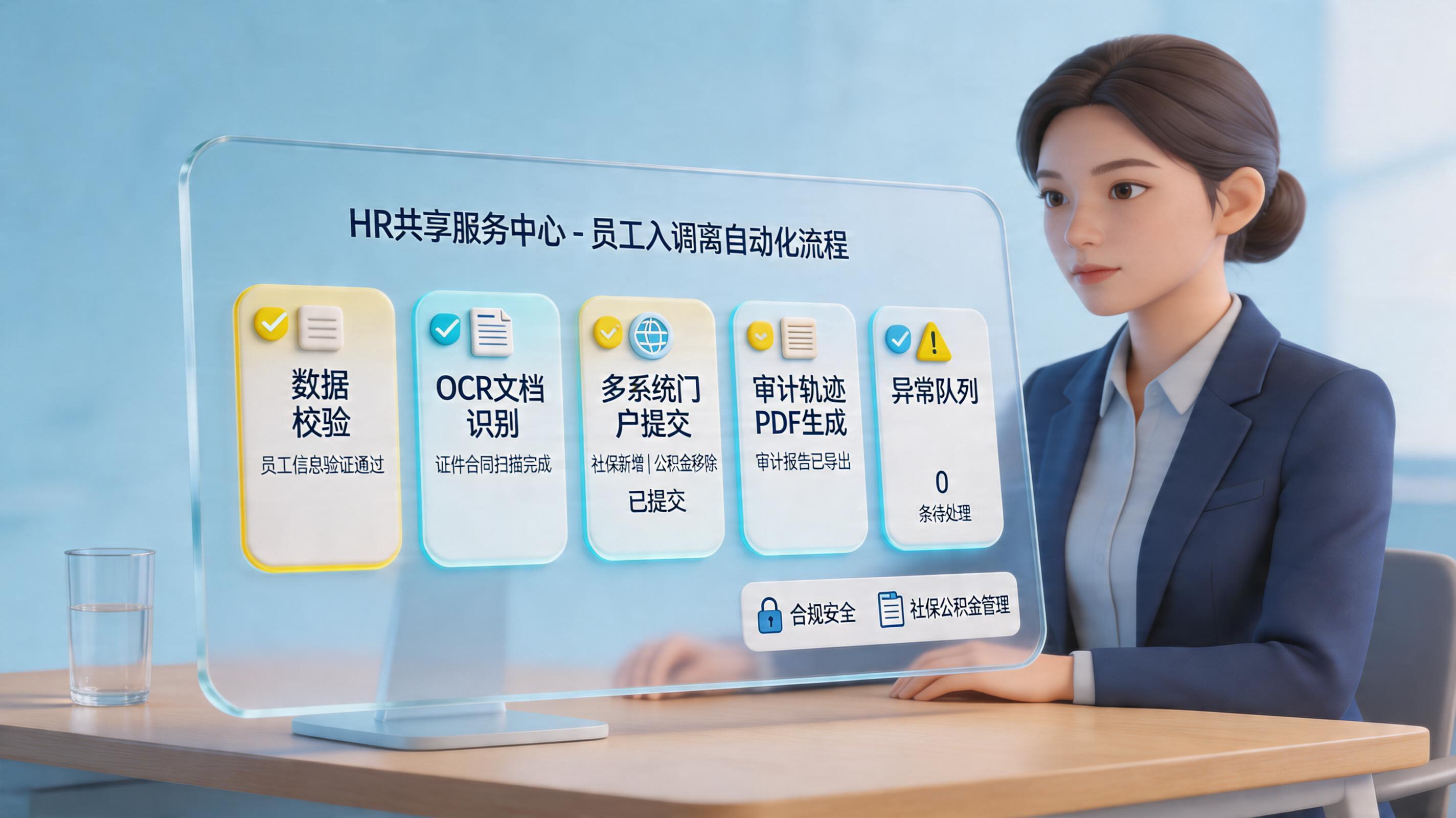 社保公积金增减员如何自动申报？HR共享中心流程_主图