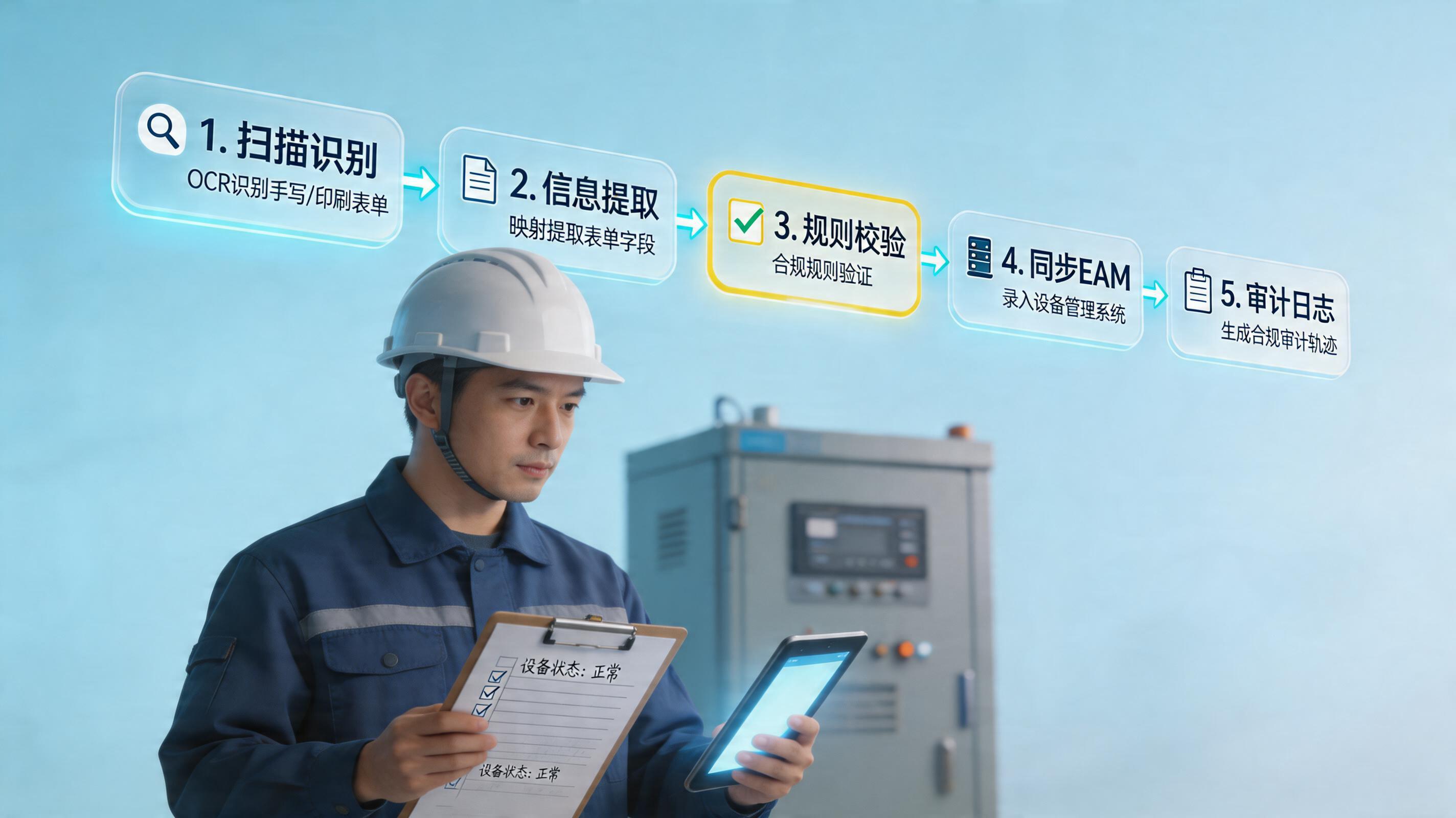 设备点检记录怎么用实在Agent自动填报EAM系统？从纸到系统闭环_主图