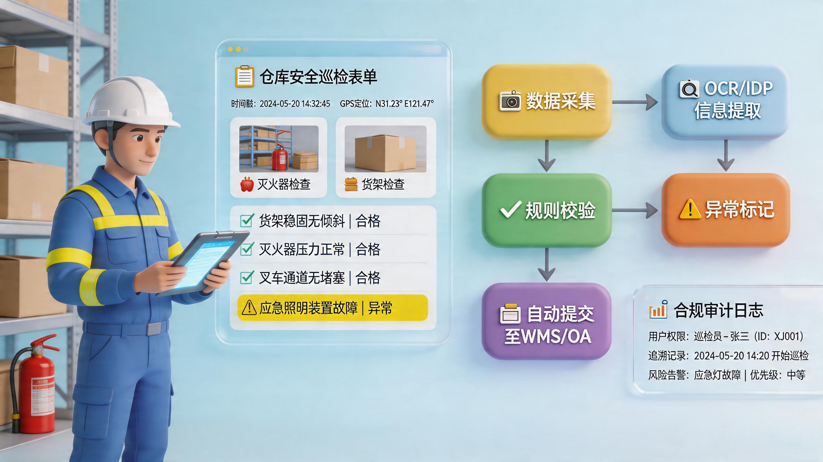 仓库安全巡检记录怎么用实在Agent自动填报？从纸面到闭环_主图