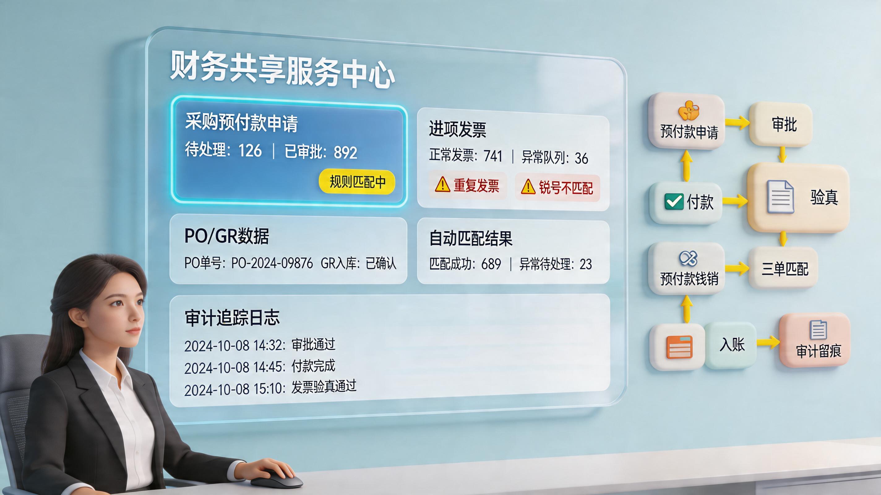 采购预付款申请如何自动核销发票？财务共享自动对账_主图