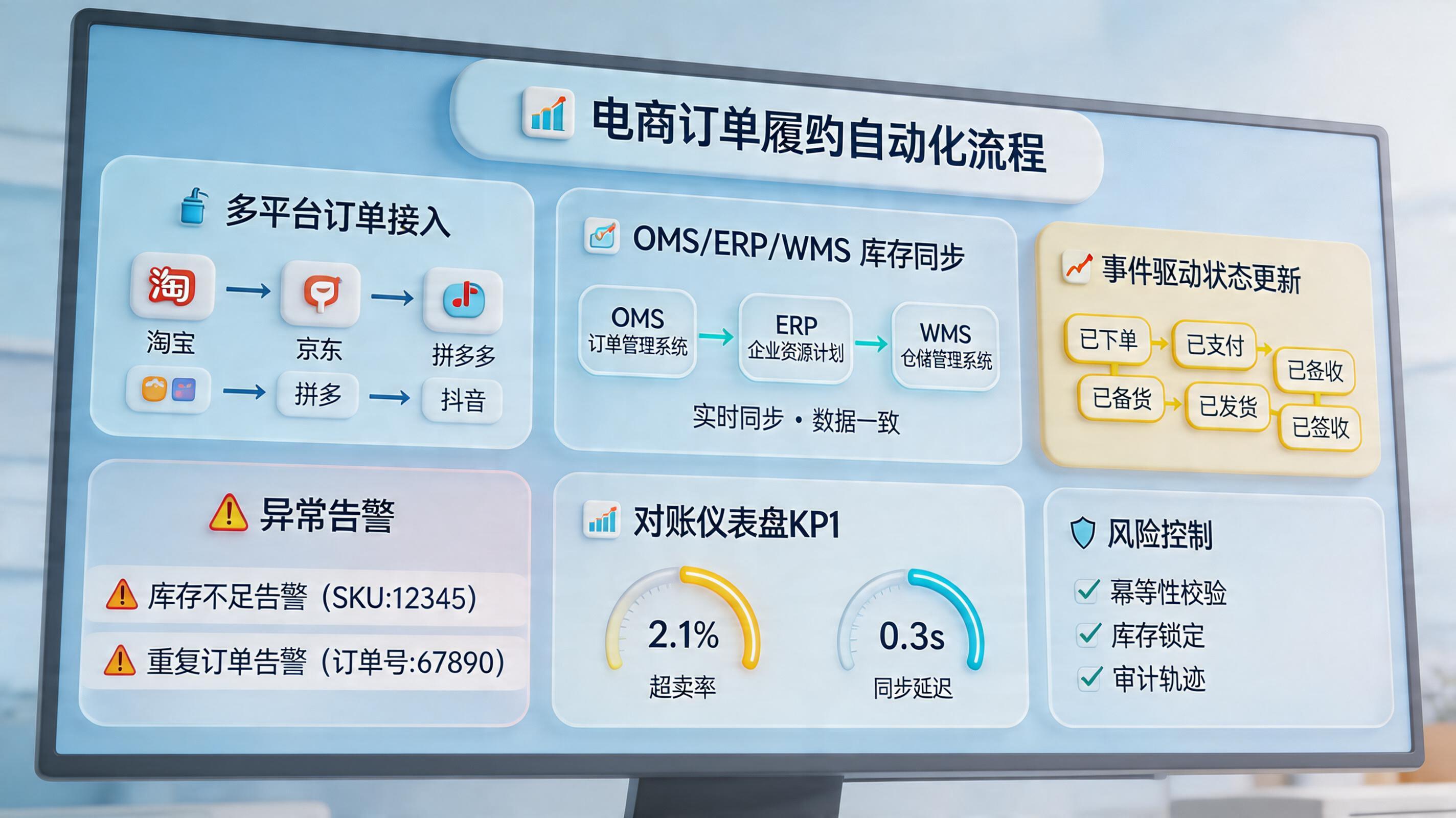 实在Agent怎么用来自动处理电商订单和库存同步？订单履约自动化_主图