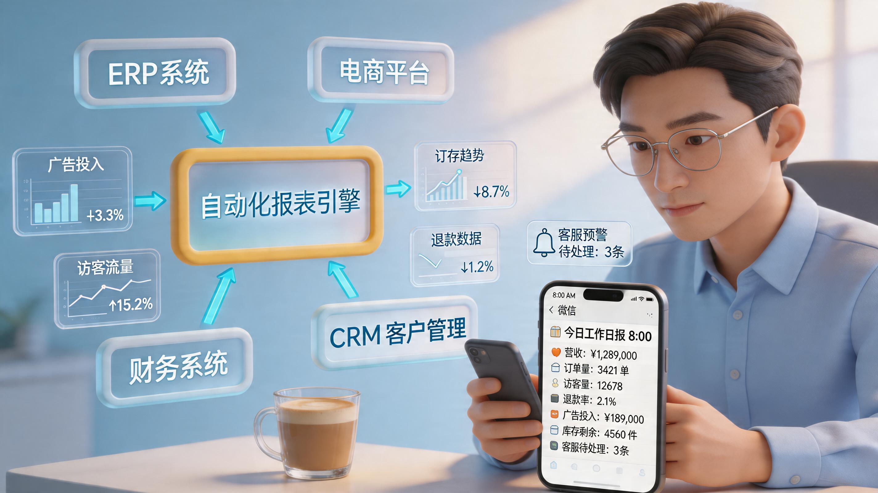 我是老板，能不能每天早上8点微信收到一份经营日报？经营自动推送指南_主图