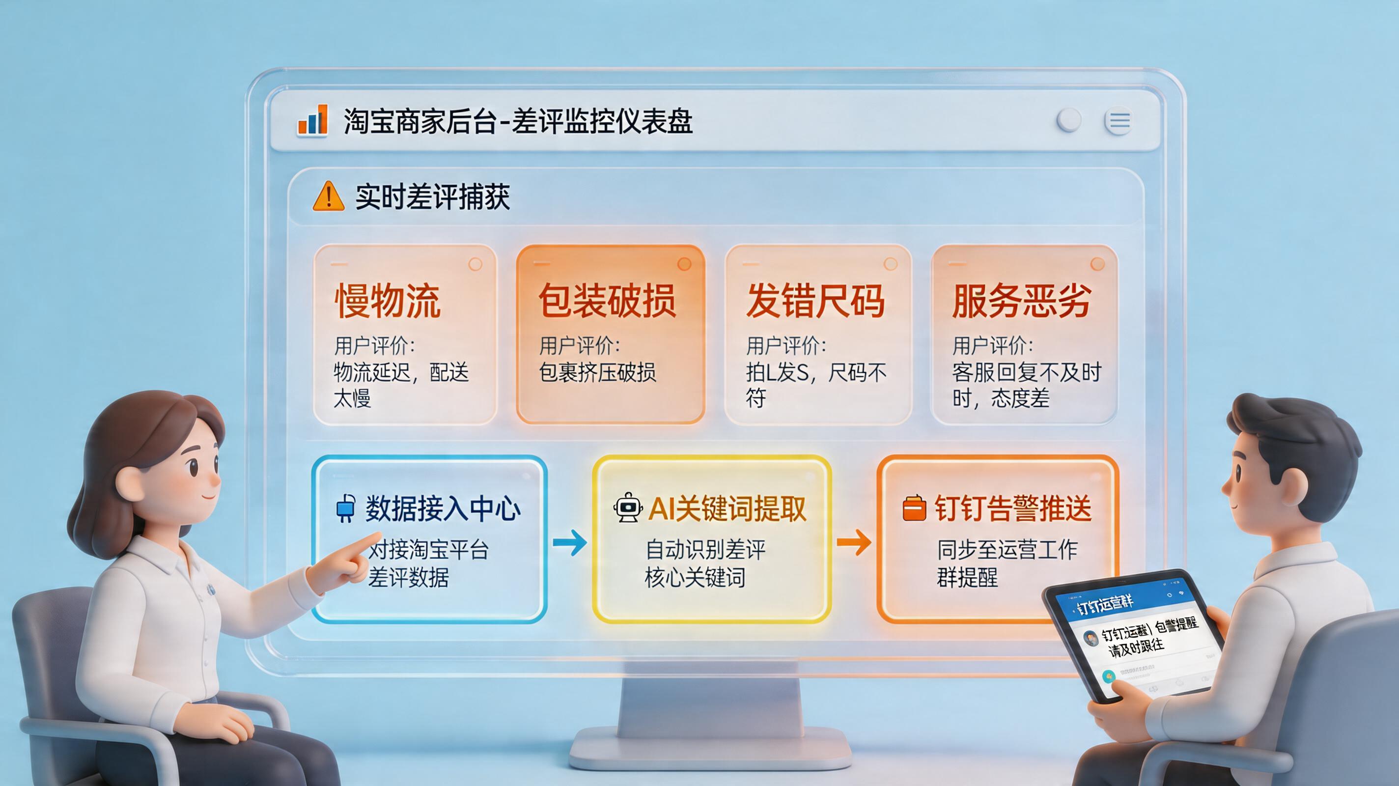 千牛后台的中差评怎么自动抓取关键词发钉钉群？实操与选型_主图