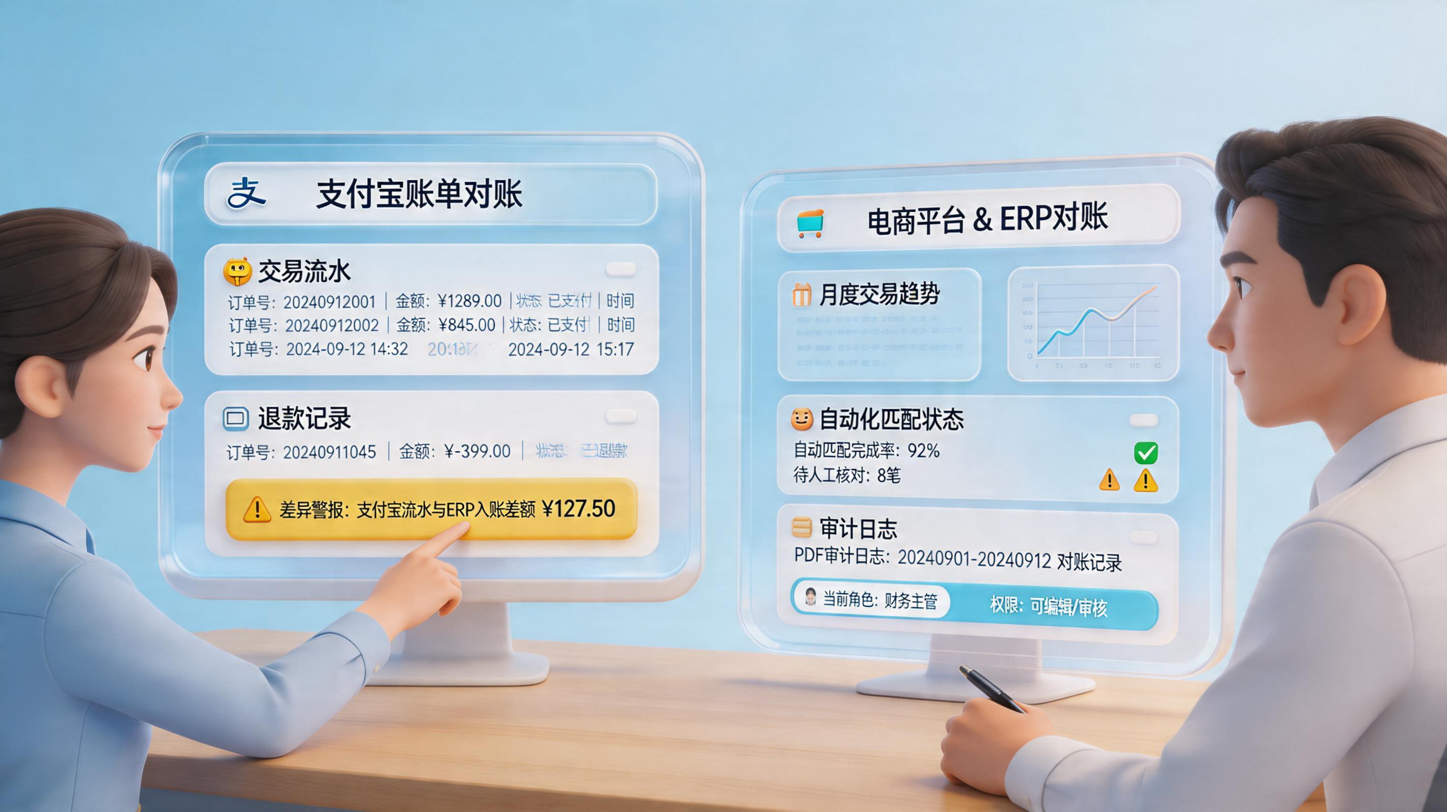 每个月导支付宝账单和平台账单对账太痛苦了，能自动吗？｜自动对账方案_主图