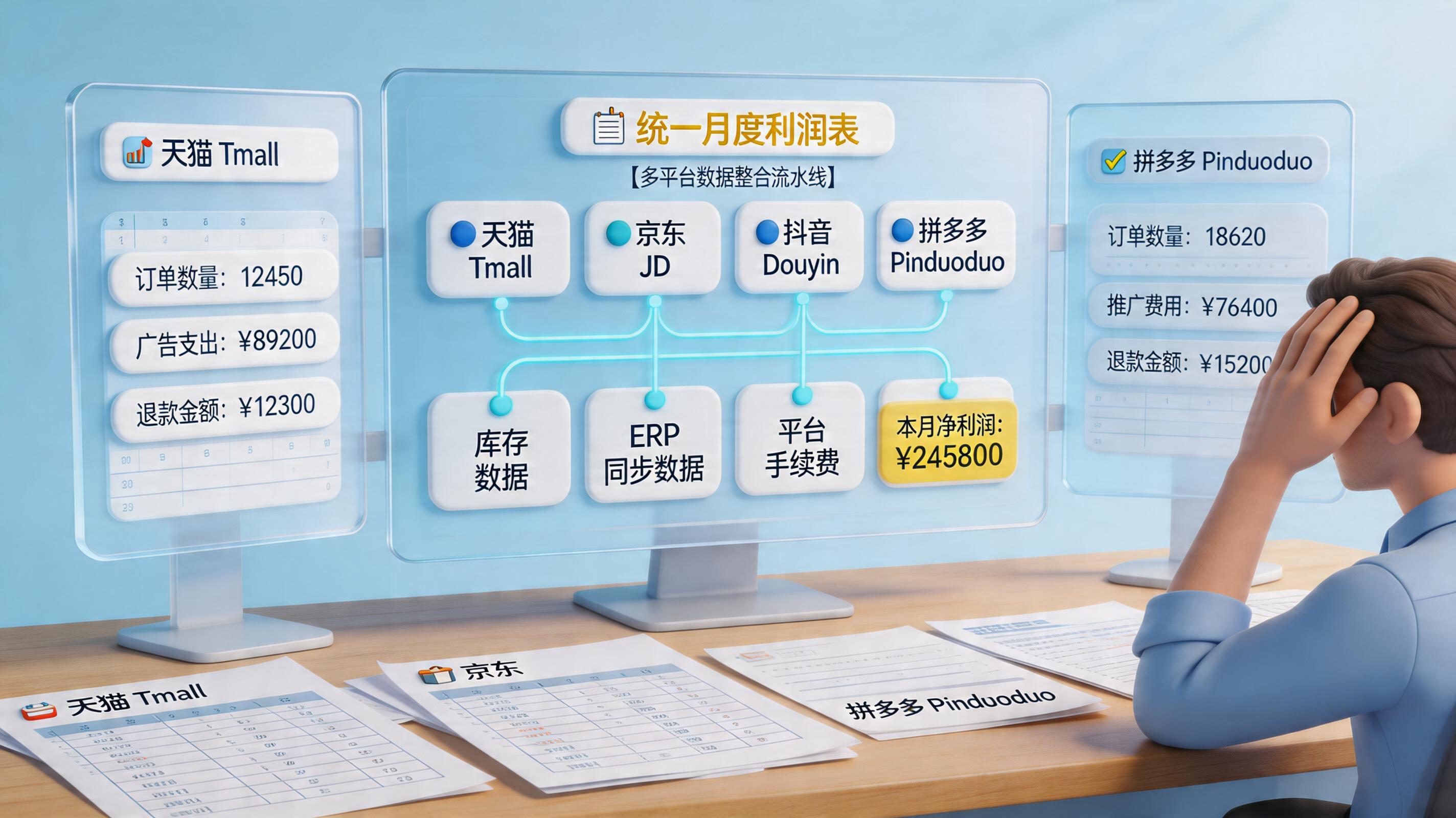财务每个月做跨平台利润表要导几十个Excel，能自动合并吗？｜落地方案_主图