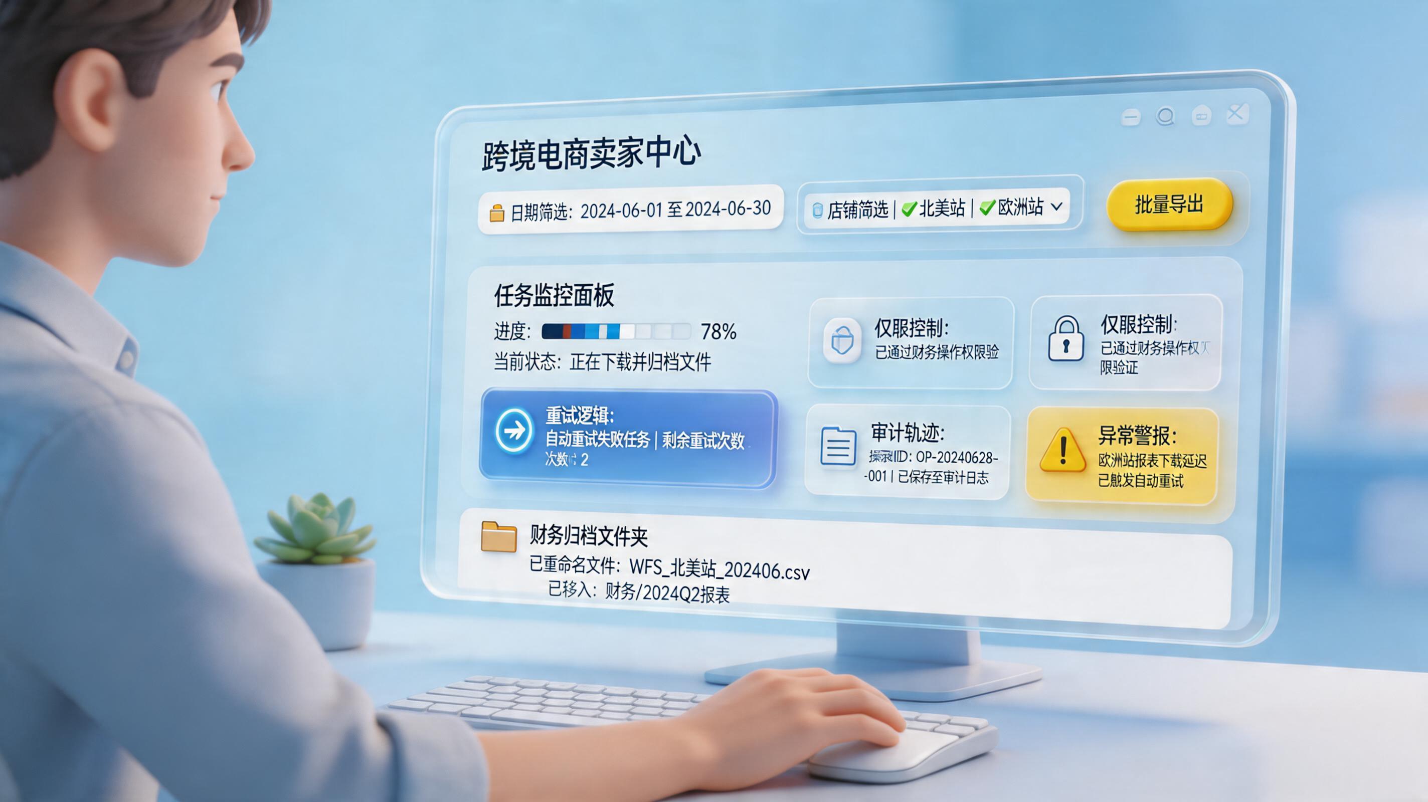 沃尔玛WFS配送费用报表怎么自动批量下载？流程与控制点_主图
