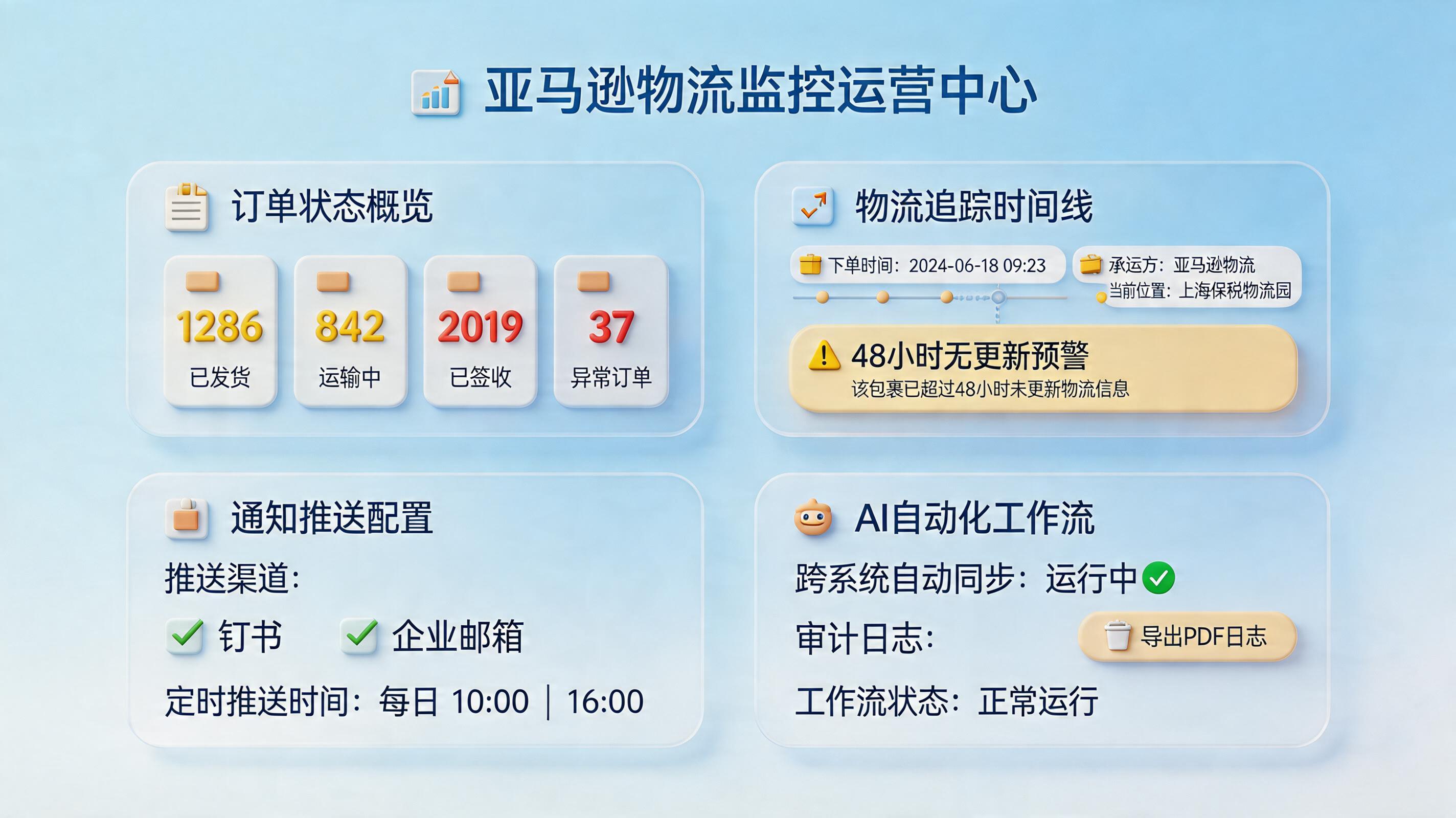 亚马逊订单发货进度如何定时自动获取推送？自动监控办法_主图