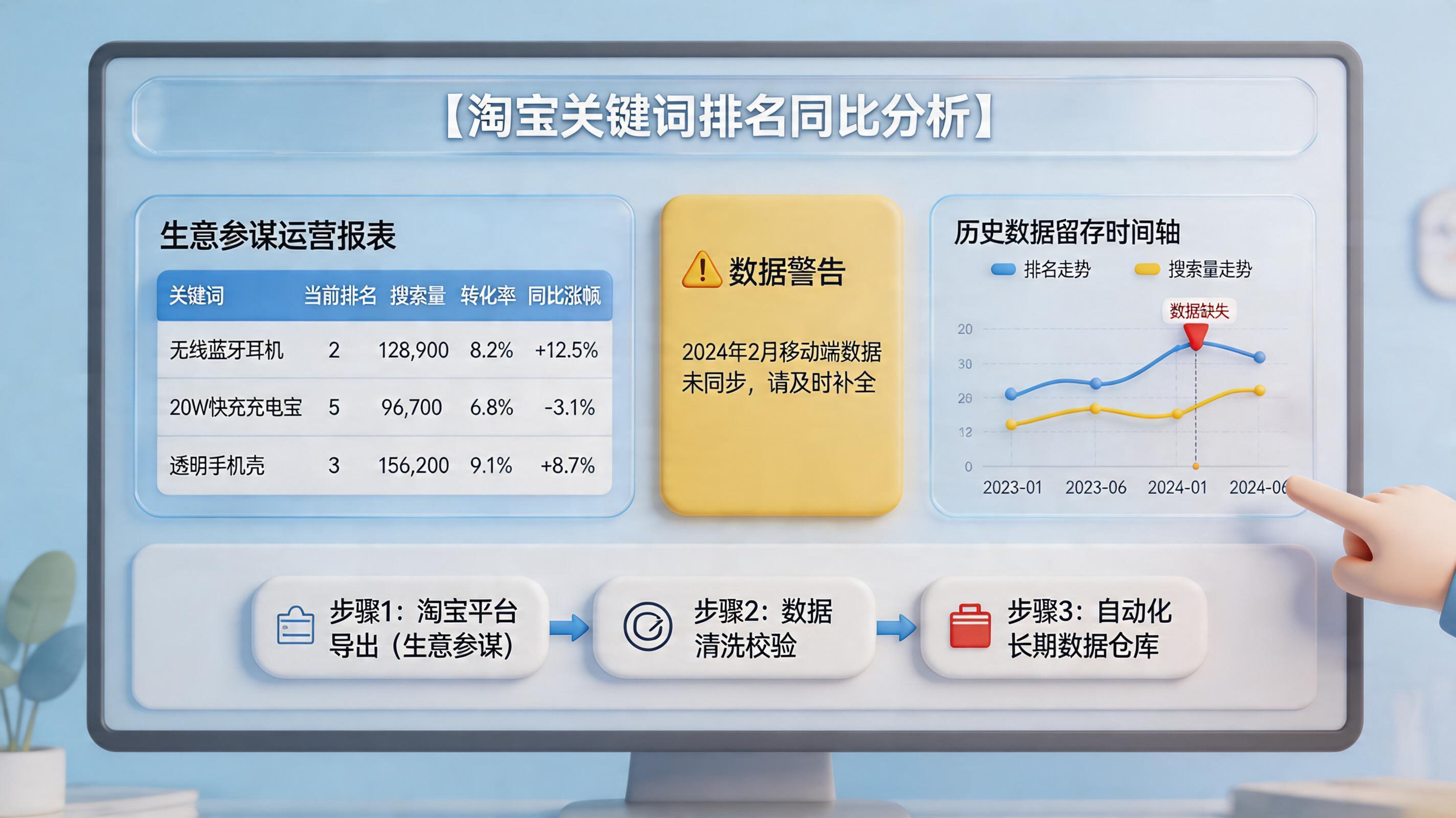 去年的淘宝搜索词排名现在还能查到吗？我要做同比。数据留存_主图