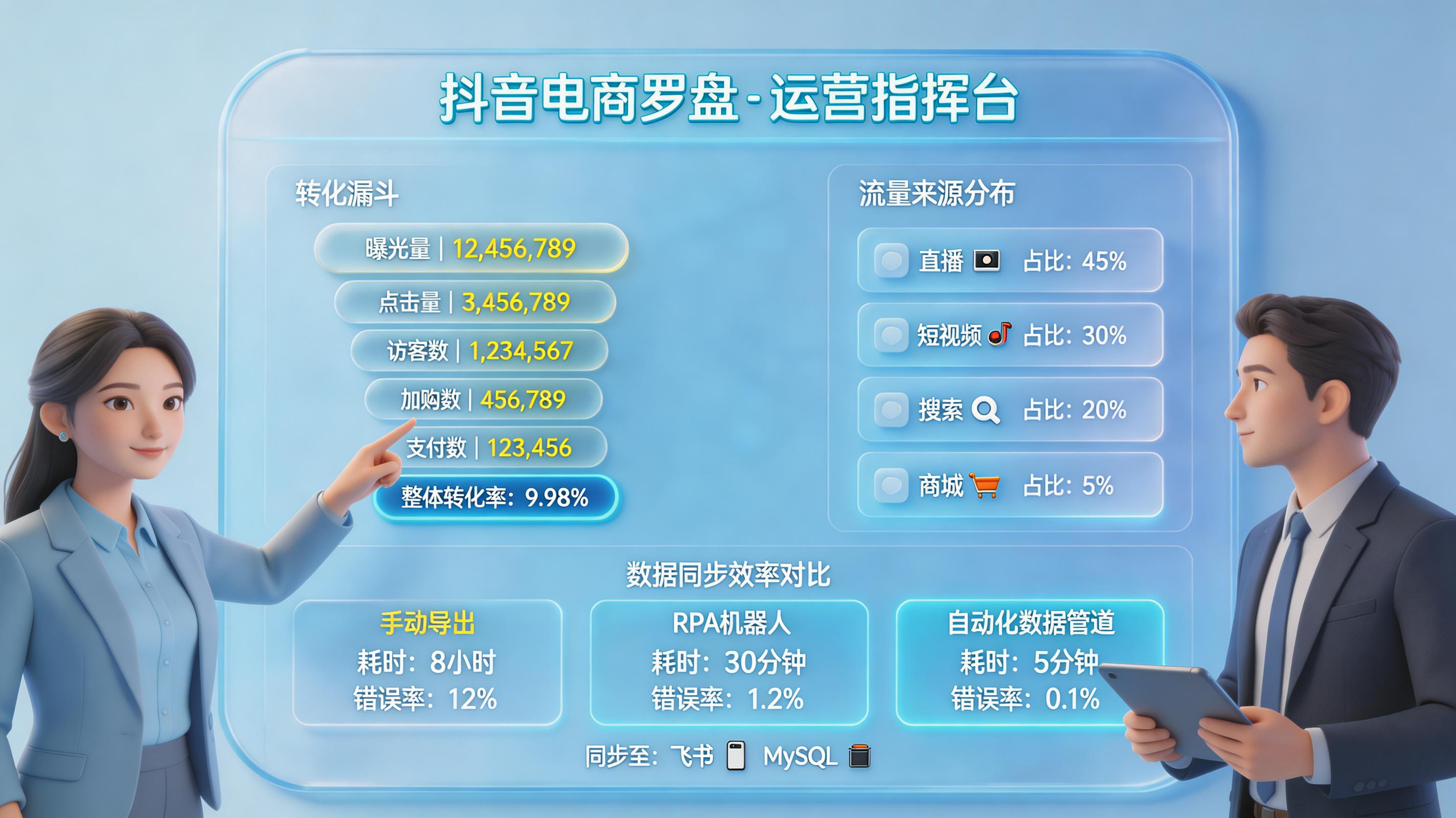 抖音电商罗盘的流量转化数据怎么自动同步？方法与落地_主图
