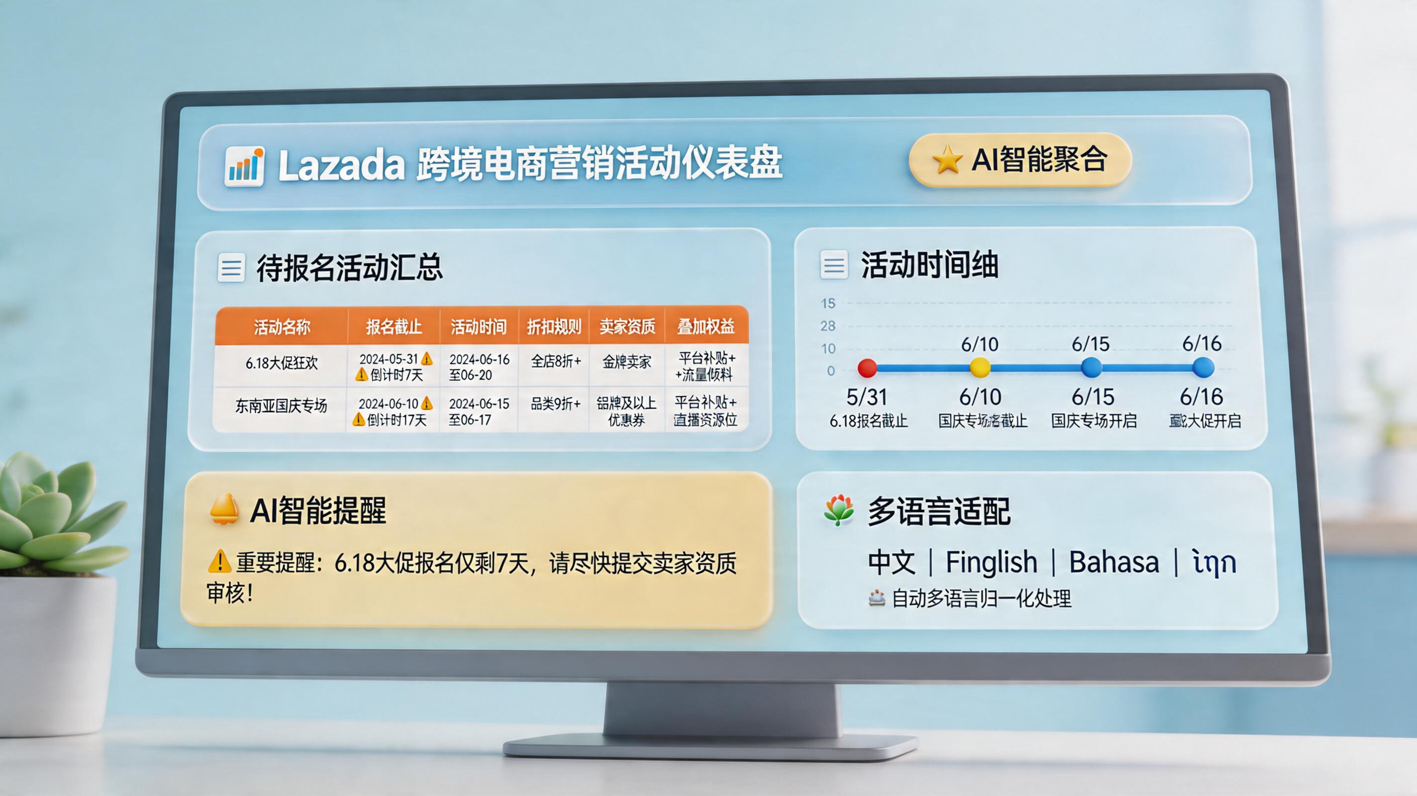 Lazada即将开始的可报名活动能自动抓取汇总吗？自动排期方案_主图