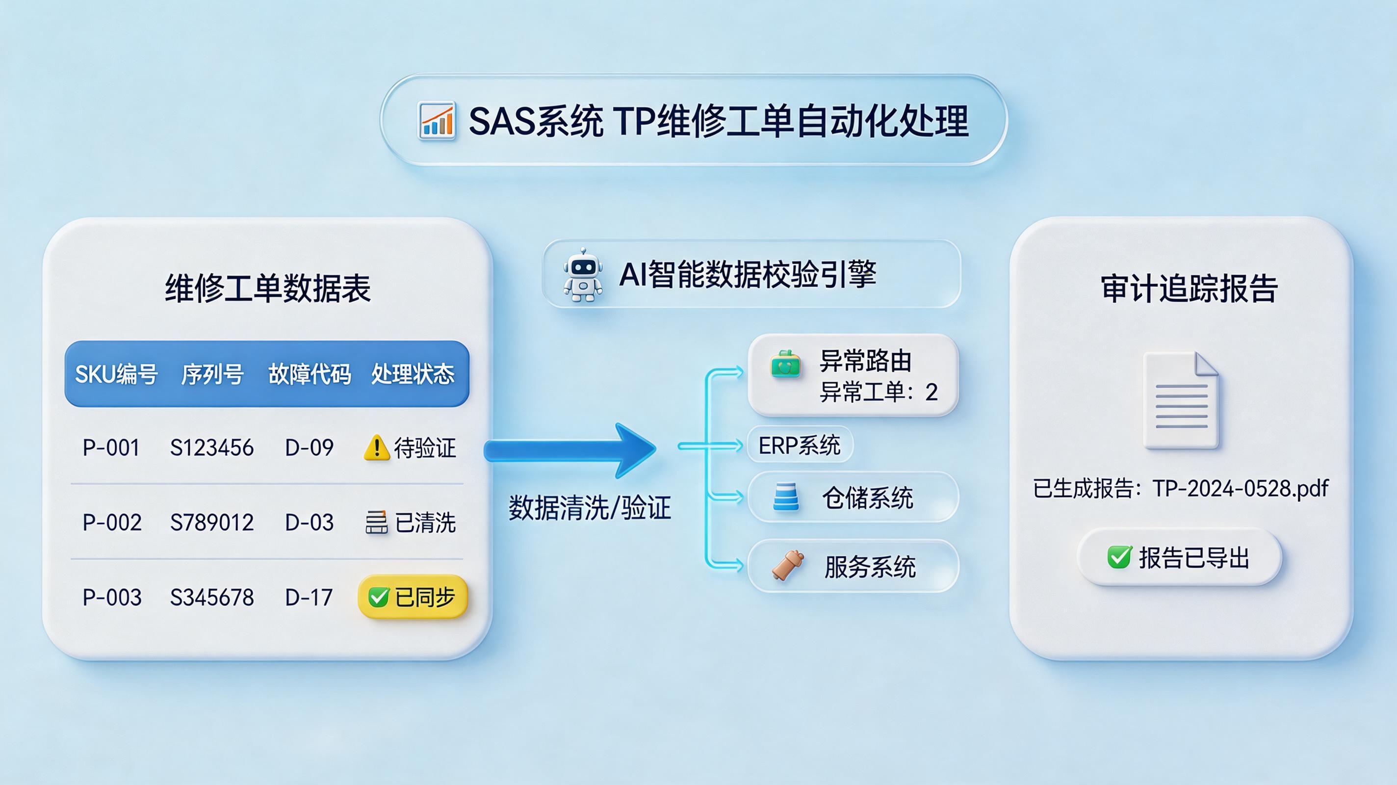 如何自动处理TP返修品清单的SAS系统数据？从清洗到回写_主图