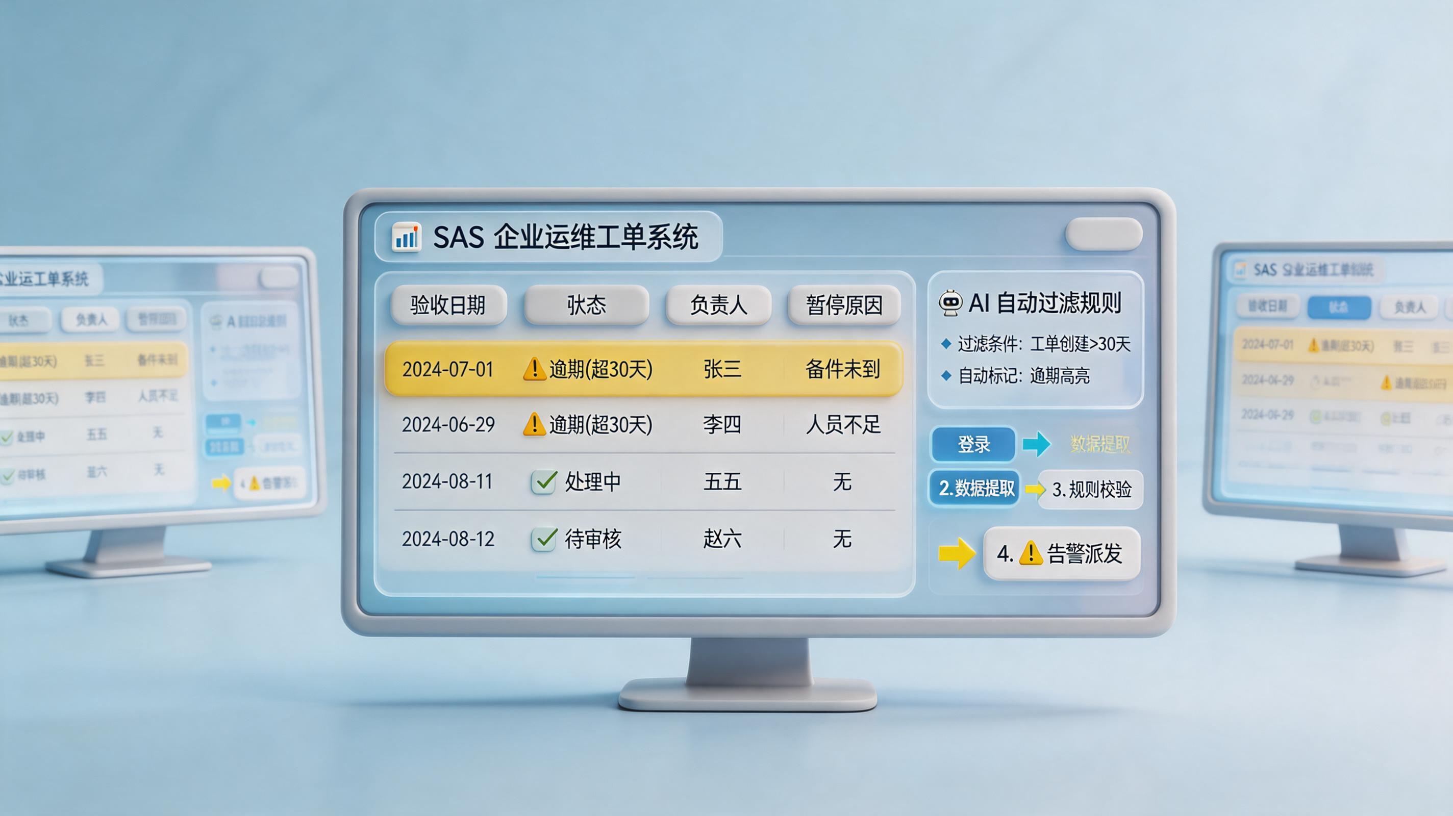 如何自动筛选SAS系统里超一个月的维修单？让积压单自动浮出_主图