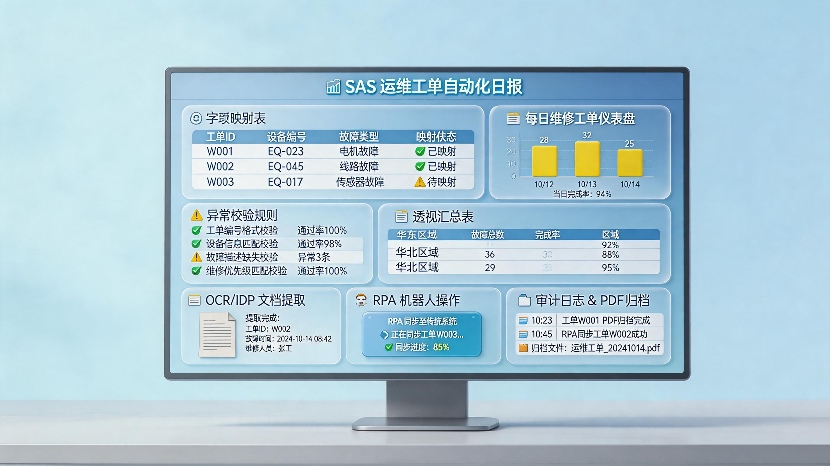 维修单日报excel表格自动化处理教程（SAS系统适配）｜实操_主图