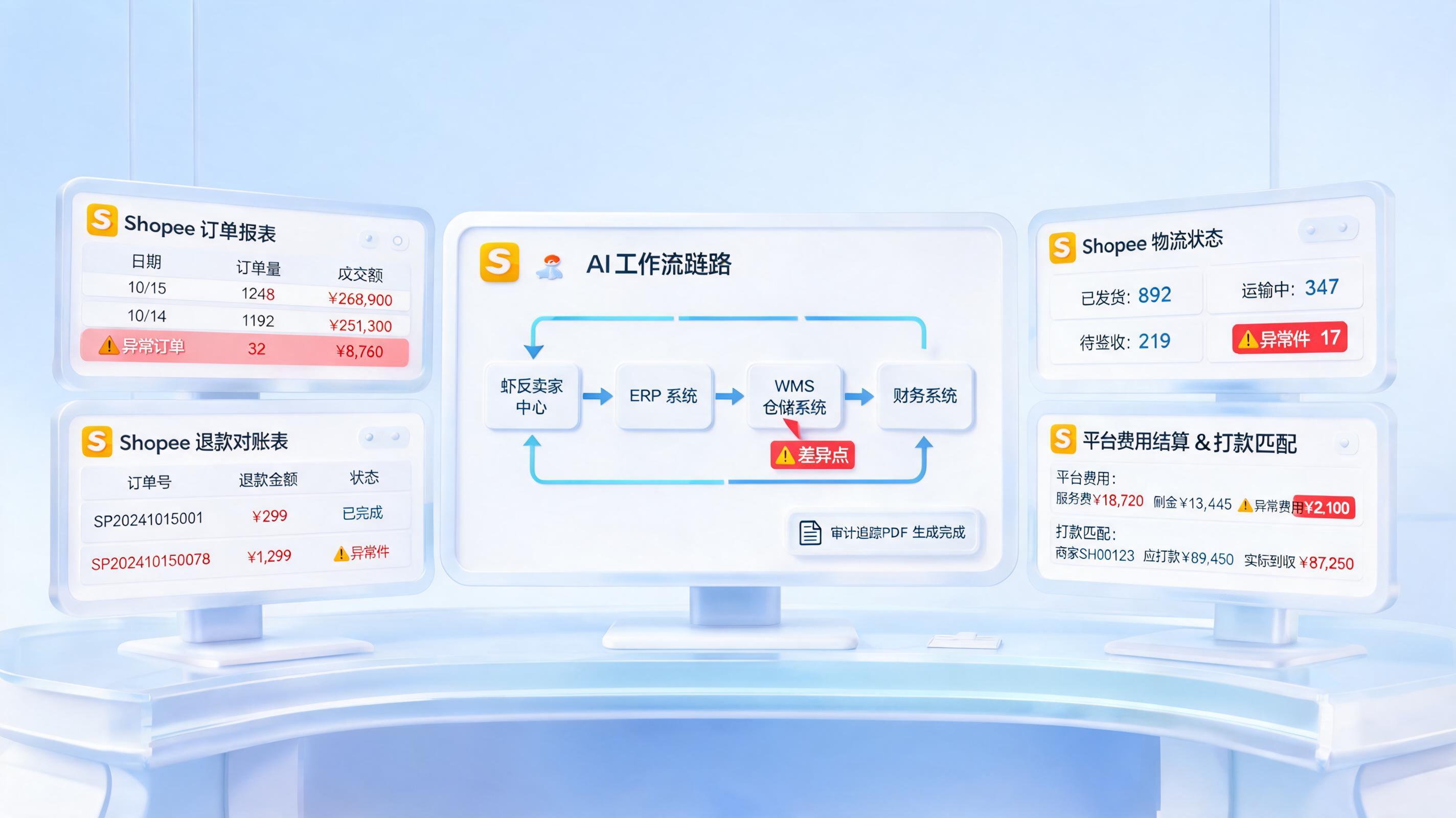 Shopee订单报表自动化生成与对账实现方法，对账差异自动闭环_主图