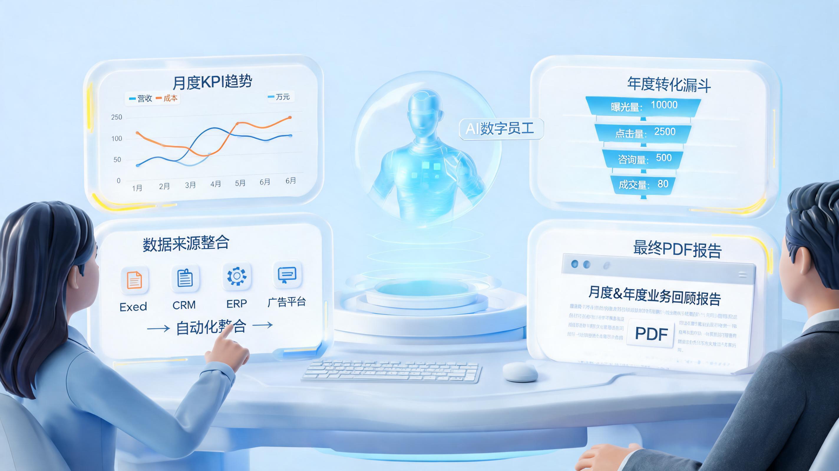 运营月度/年度复盘报告自动化生成方法，数据汇总结论联动_主图
