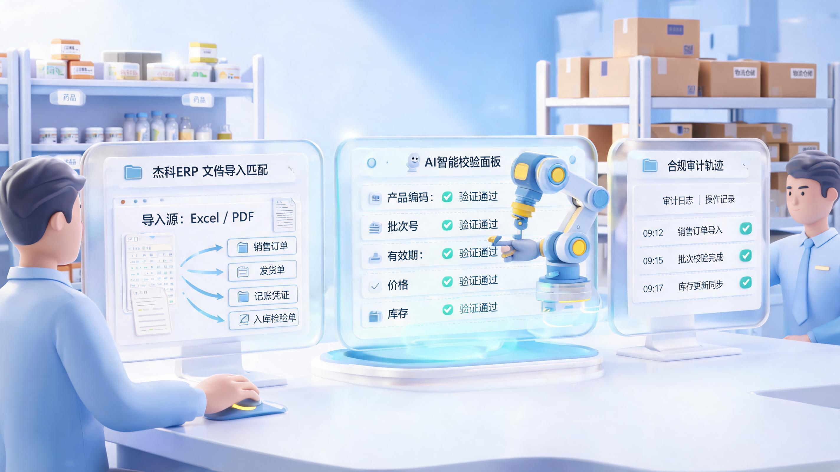 捷科ERP医药单据可以自动导入匹配吗？流程与落地边界_主图