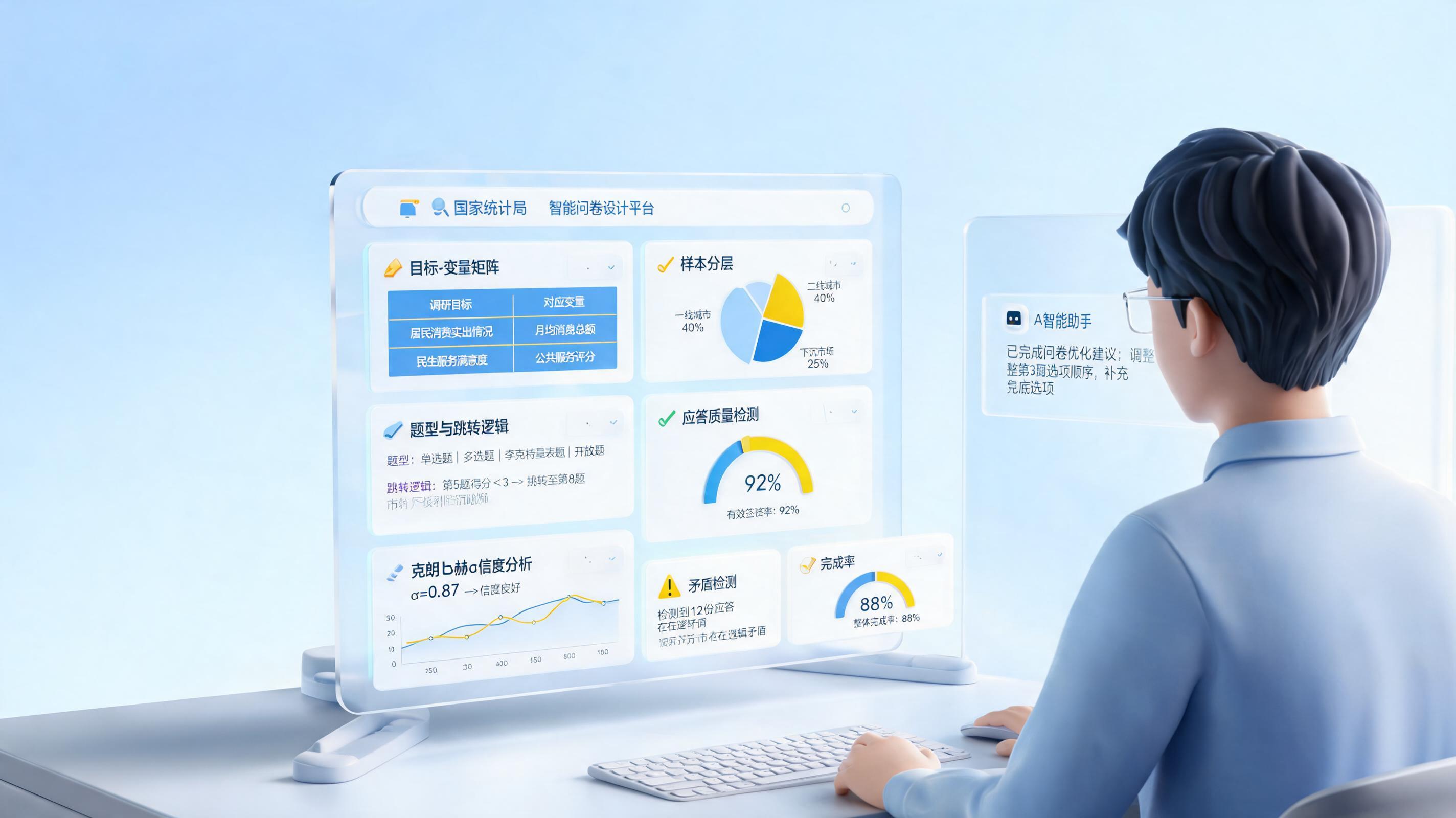 统计调查问卷如何自动设计评估？自动出题与质量校验