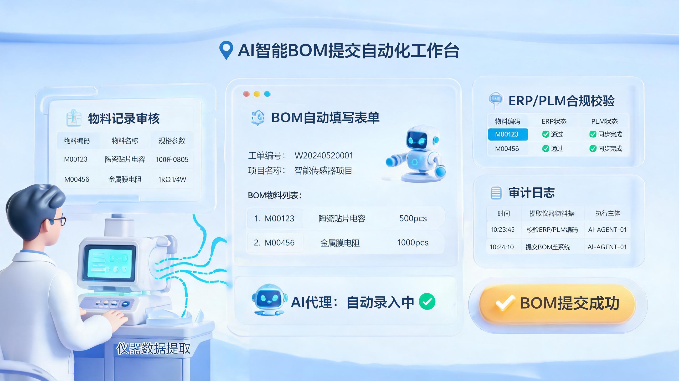 Agent支持自动提交实验室BOM记录吗？能力边界与落地路径