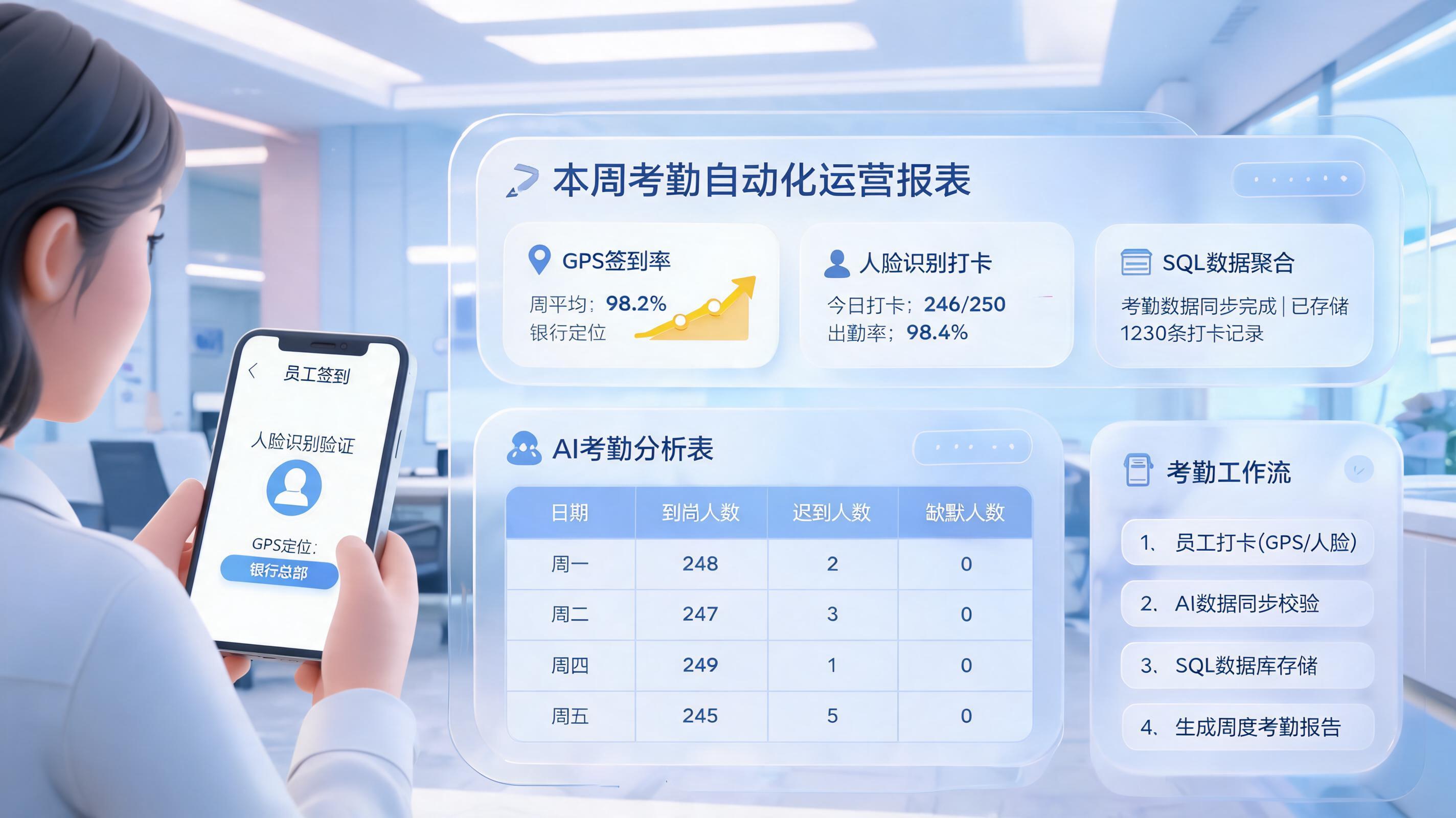 银行员工考勤记录自动汇总方法，流程提效指南
