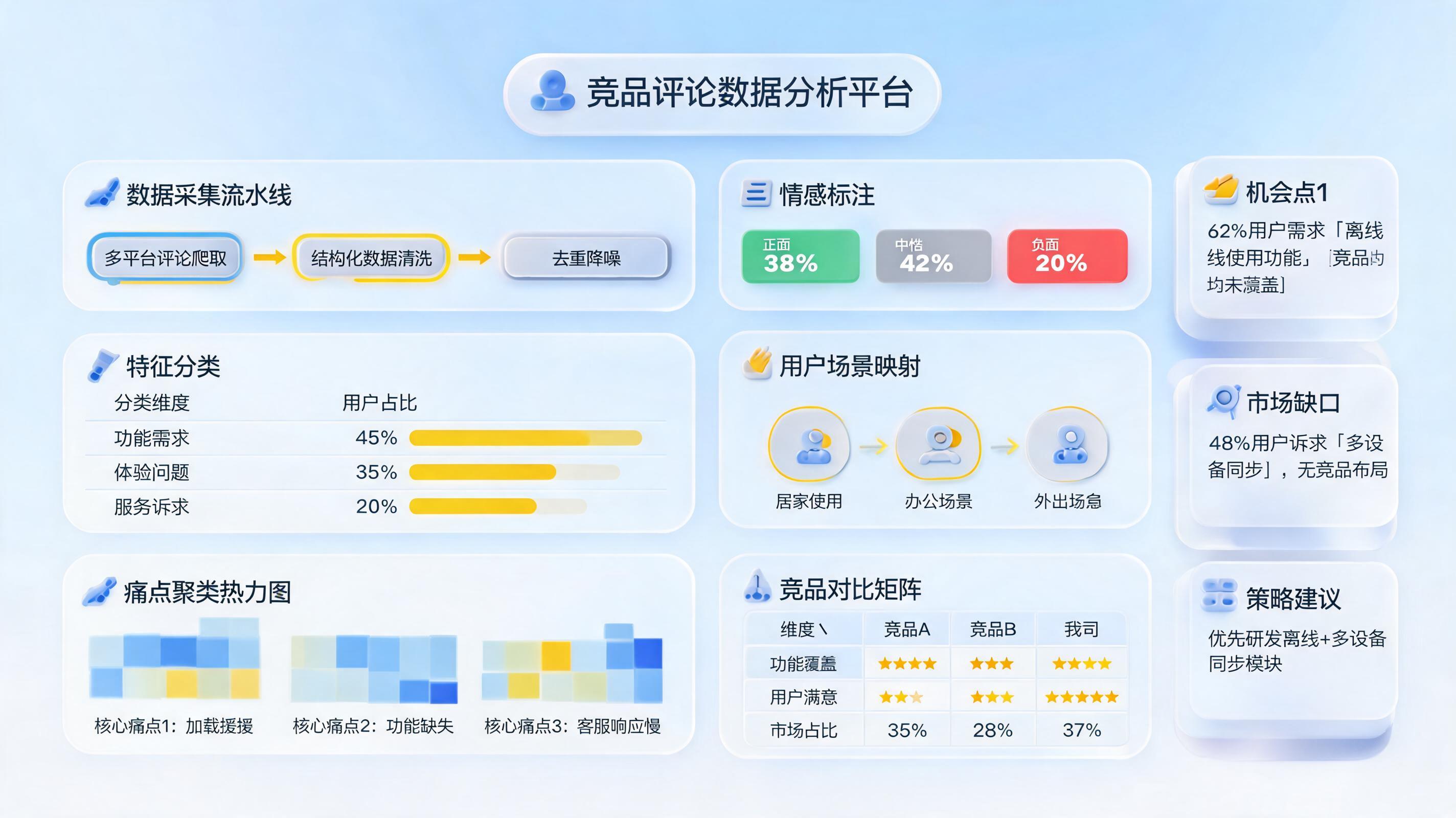 竞品评价内容批量整理方案，搭建高质量洞察流程