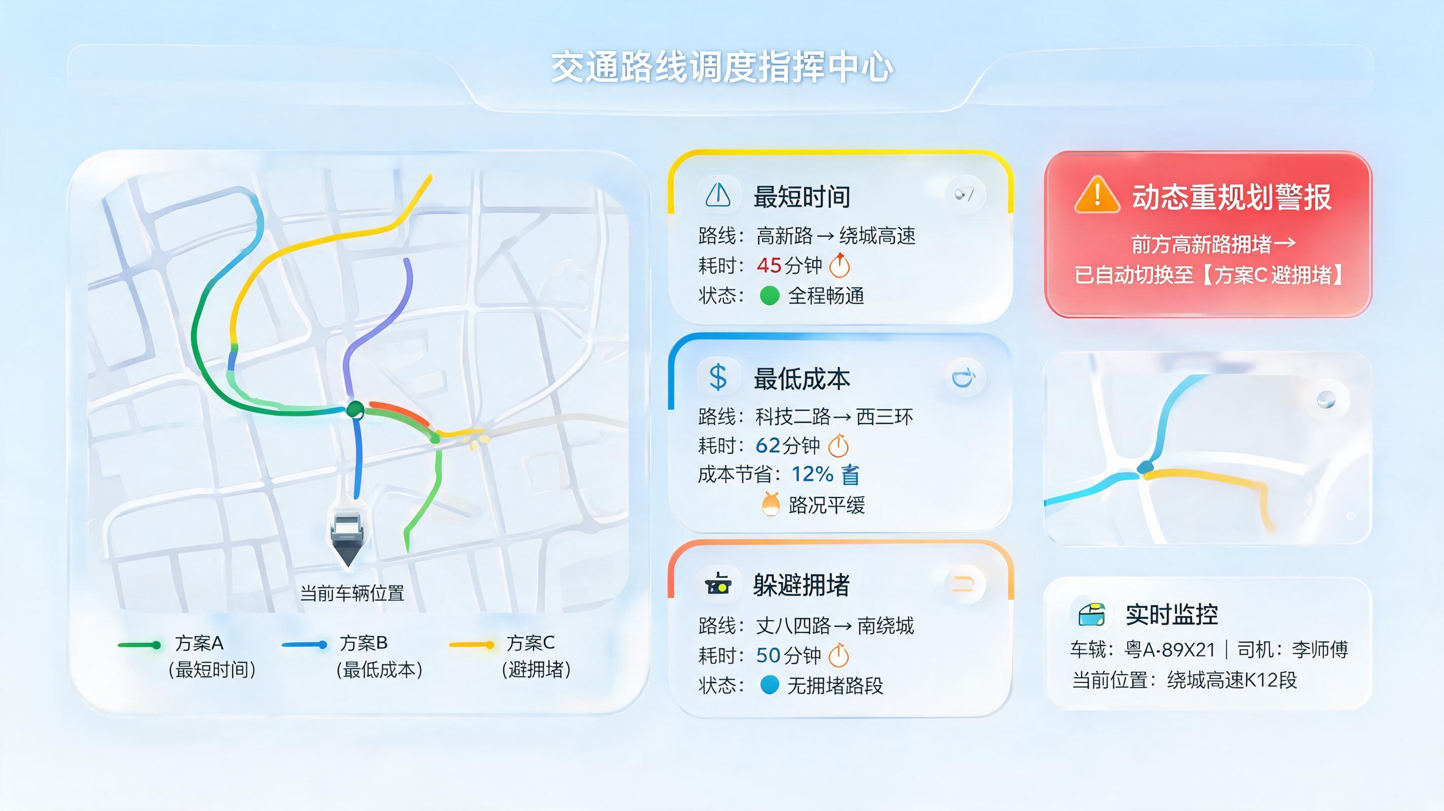 备选运输路线自动推荐方案,运输调度更高效