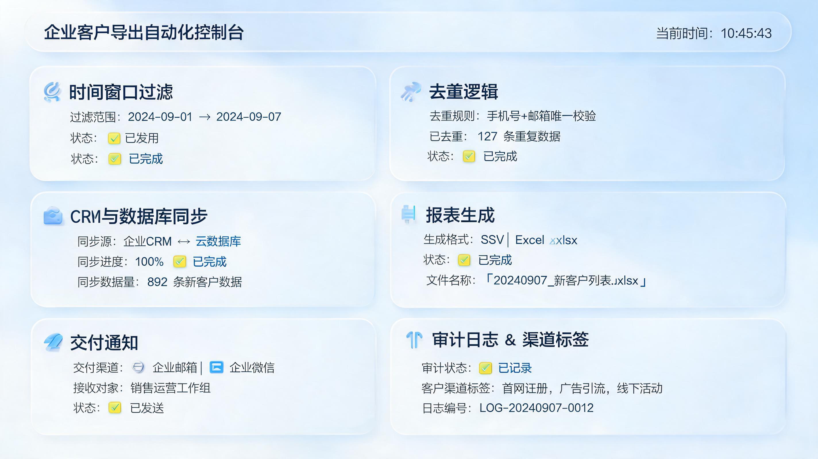 每日新增客户信息自动导出方案,定时执行与去重闭环
