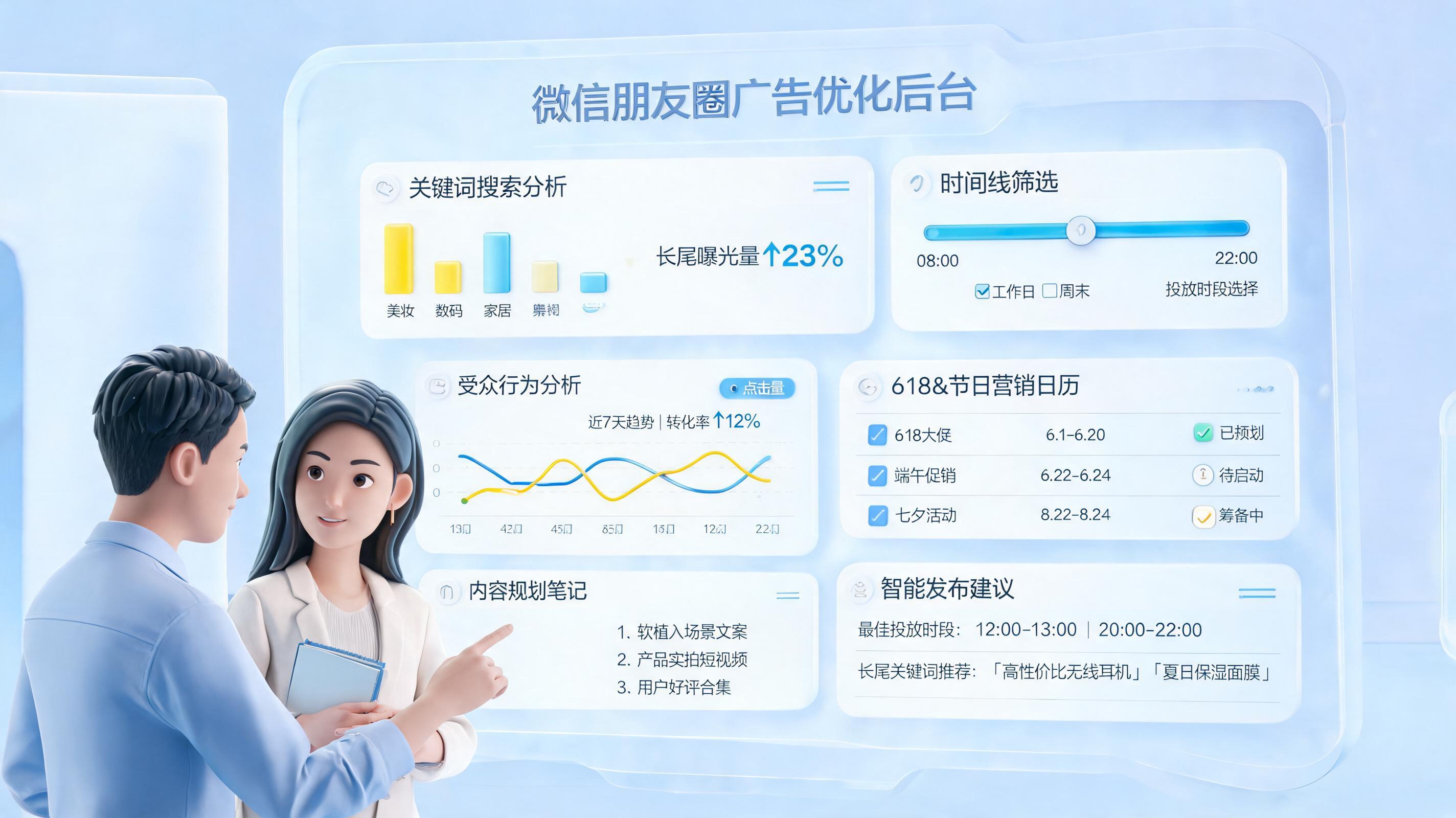朋友圈广告发布时间自动优化方案，搜索驱动投放提效