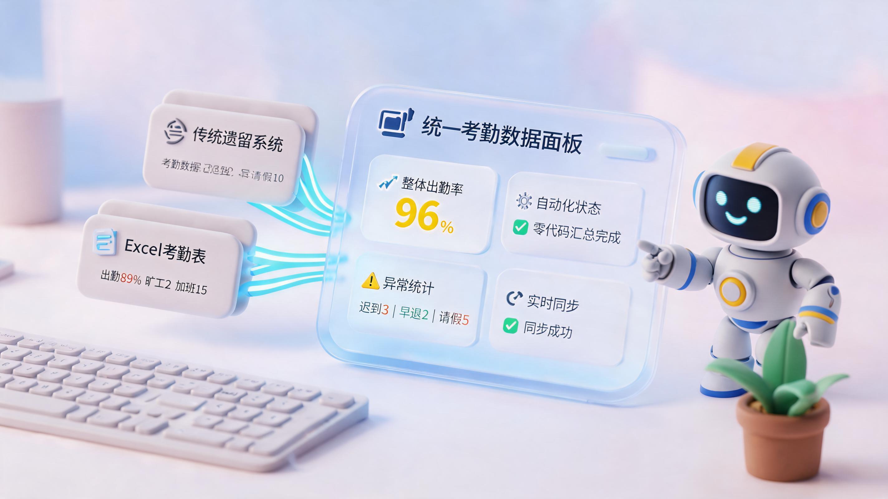员工考勤数据自动汇总用AI怎么做？零代码搭建全流程指南_图1