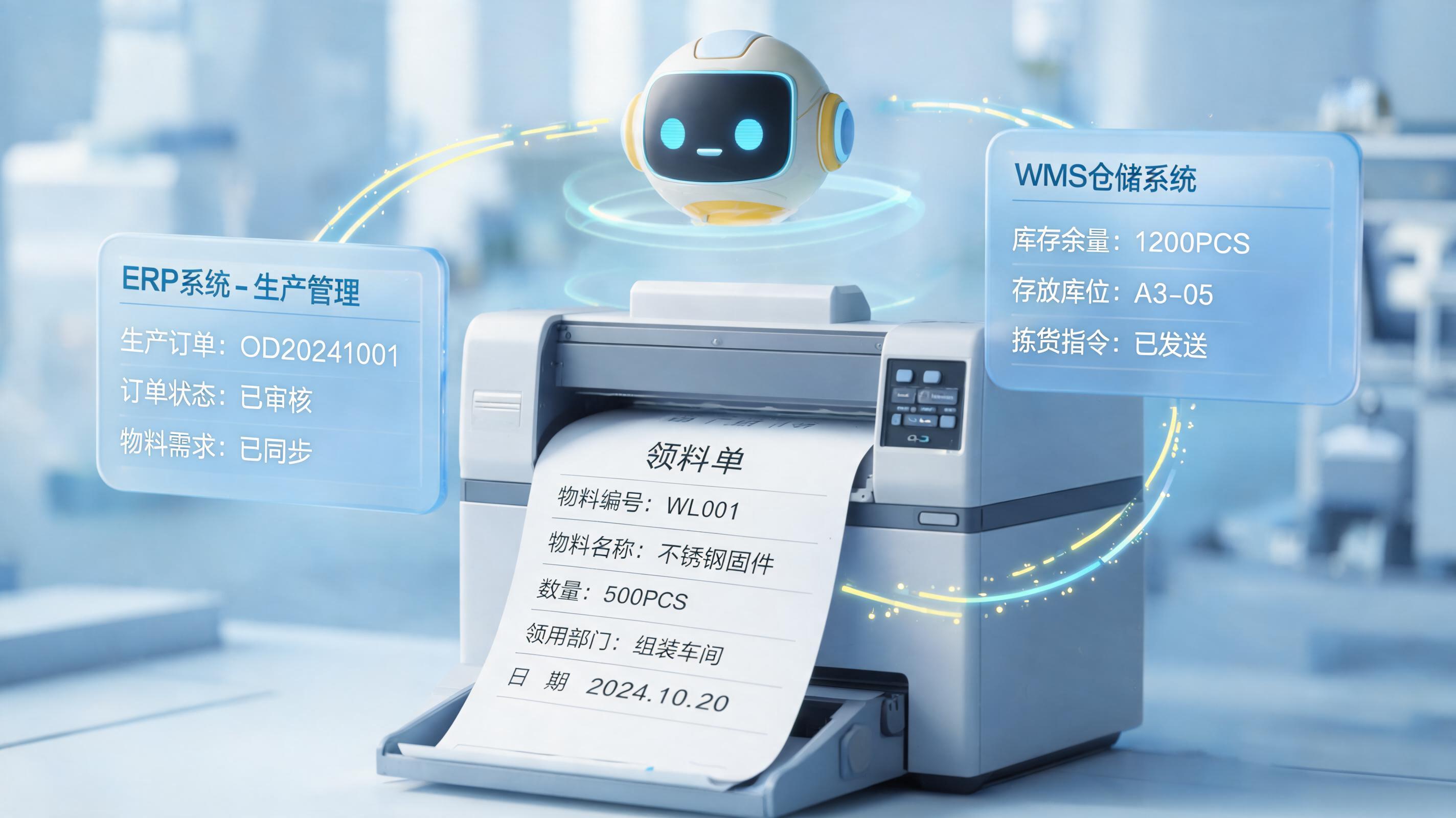 打印领料单能自动执行吗?解密制造业自动化最后一公里