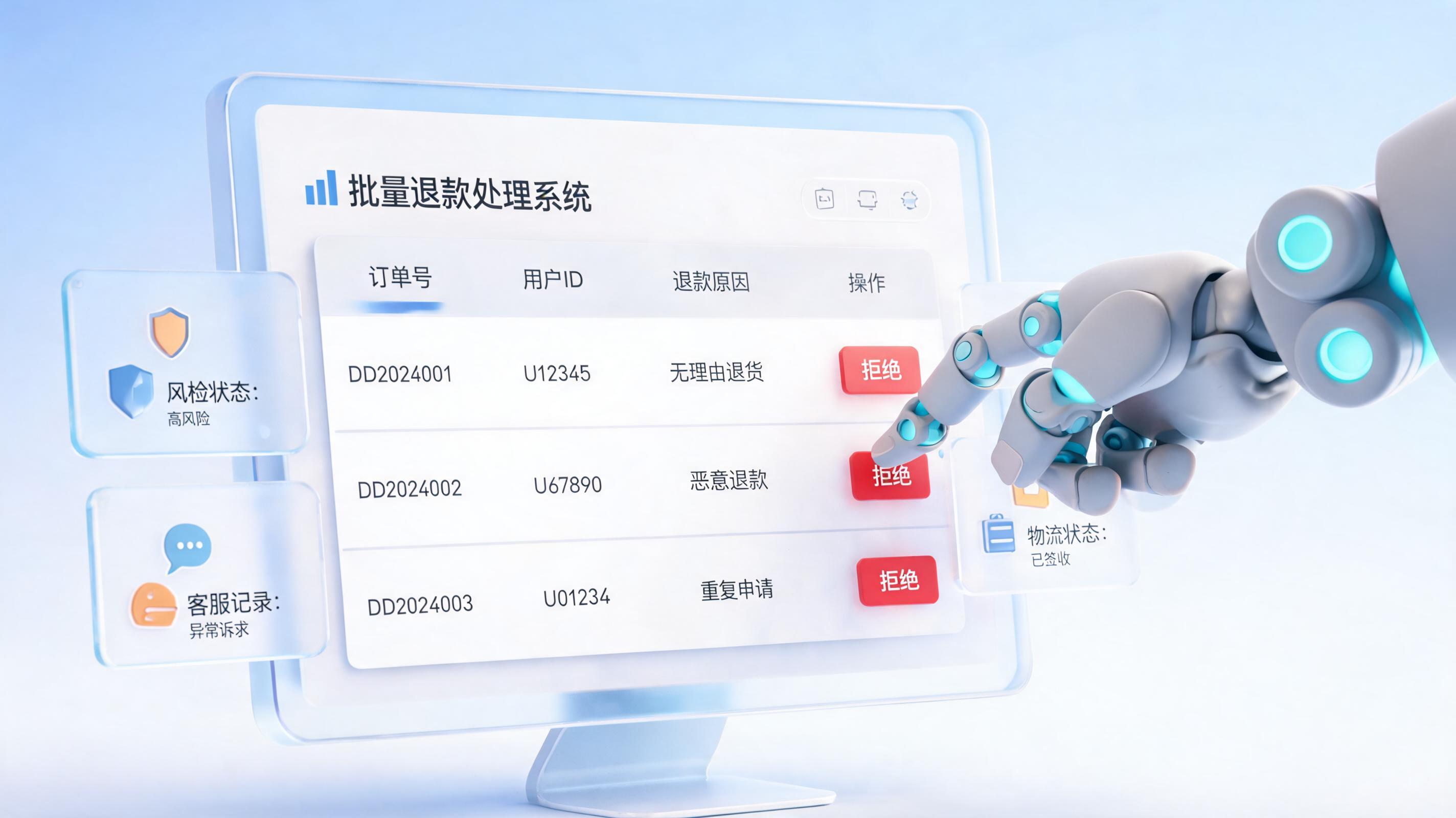 批量拒绝退款申请，如何用实在Agent自动完成？
