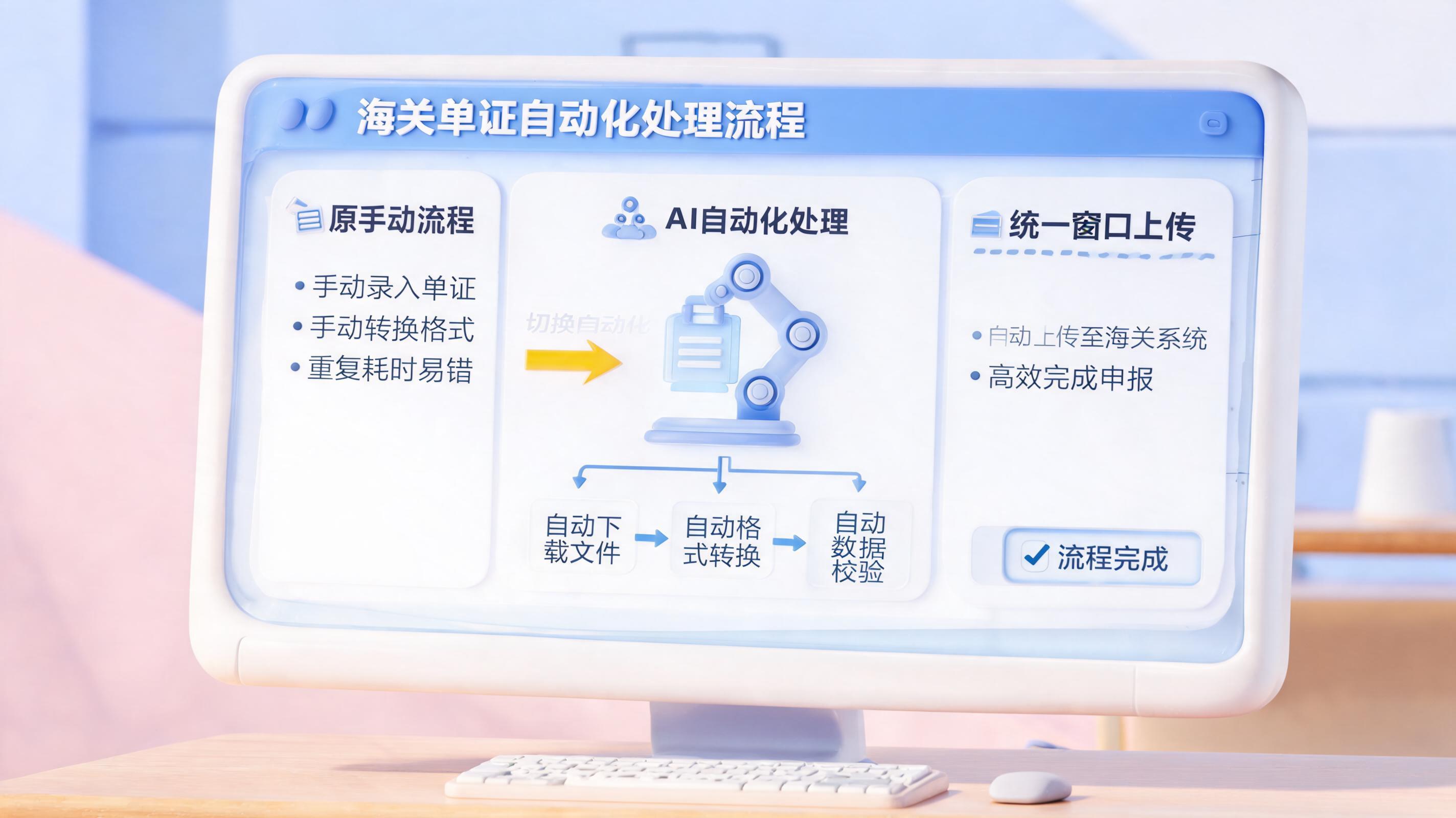 报关单下载并上传到单一窗口，实在Agent从繁琐到高效一键完成_图1