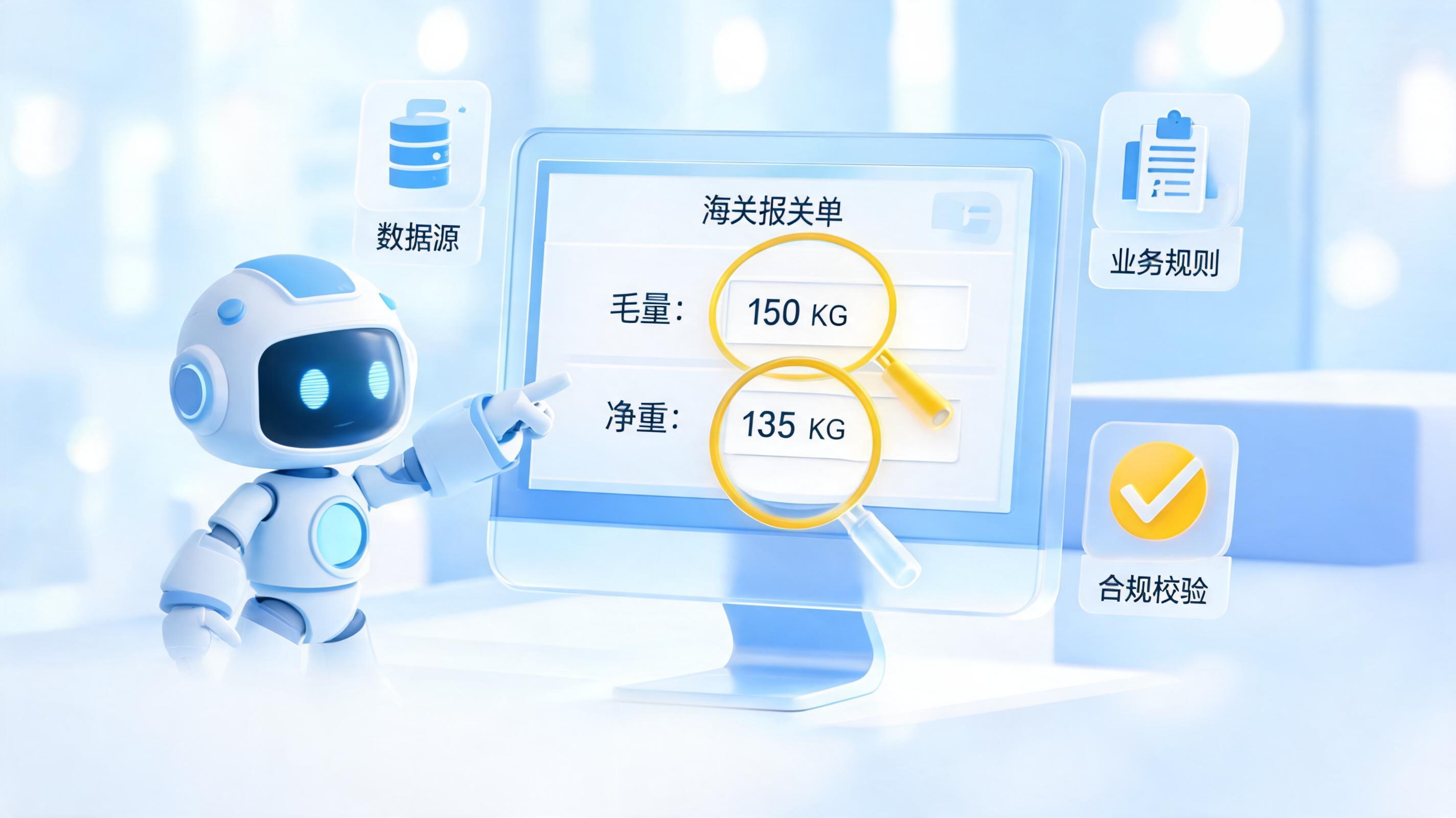 报关毛重净重逻辑乱，AI Agent自动校验重塑合规防线