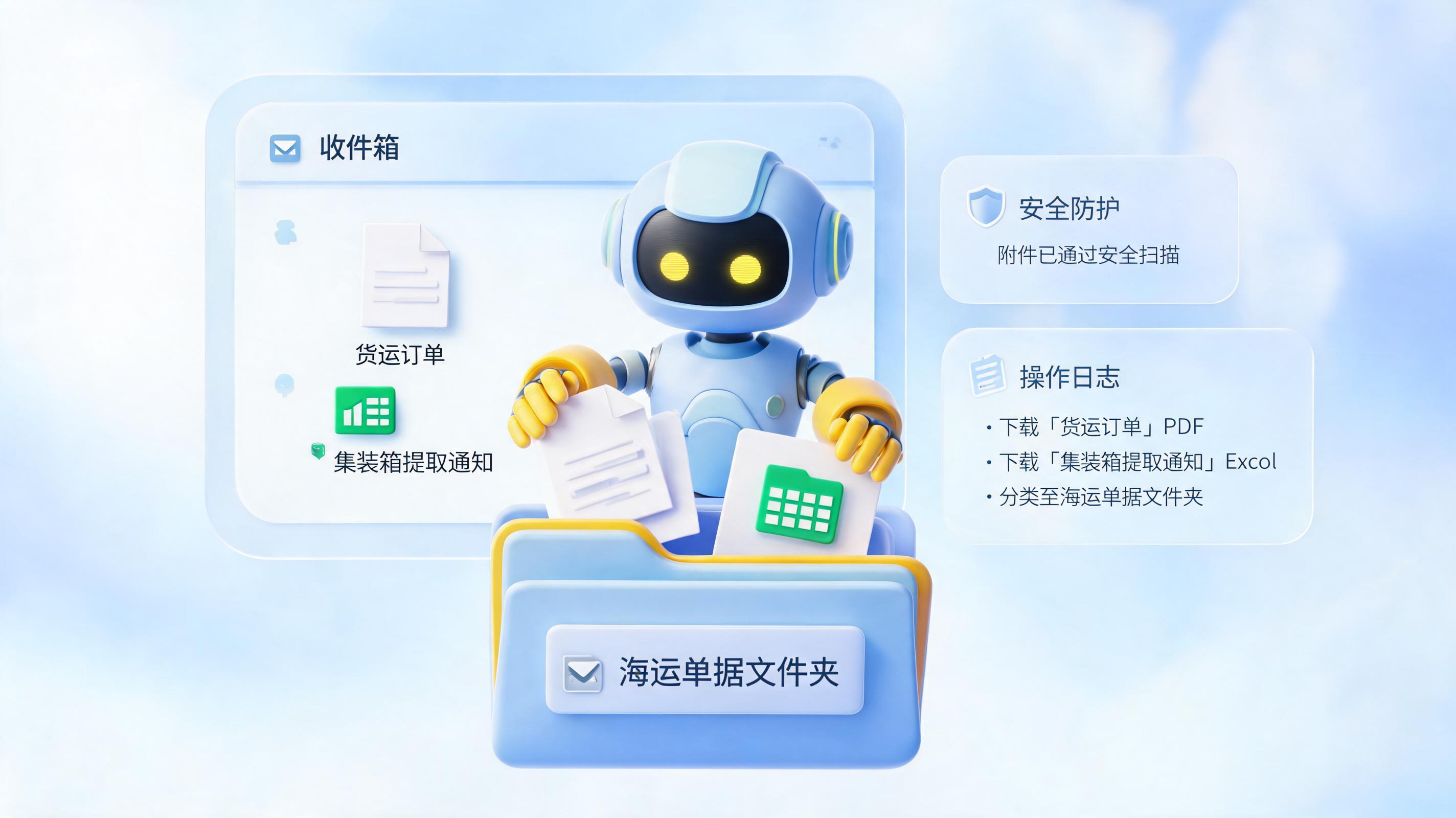 订舱确认邮件附件自动归档，实在Agent轻松实现