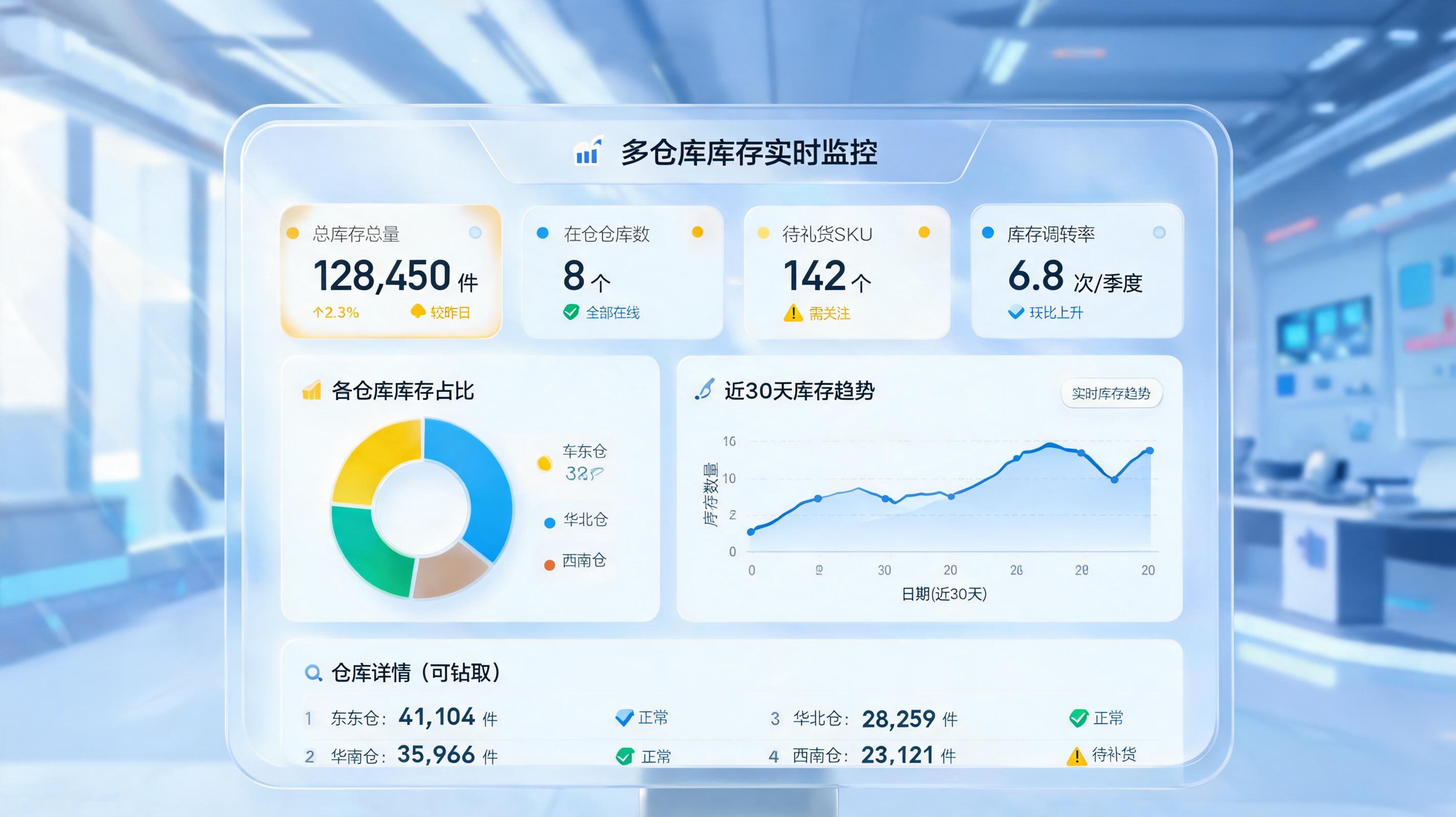 多仓数据汇聚看板,管理者如何一眼看清全局库存
