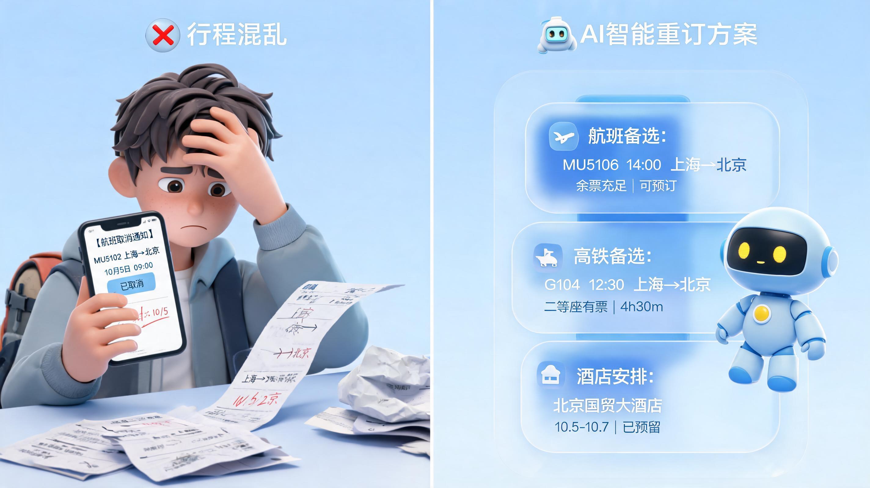 计划性航班取消，如何自动生成最优退改签方案？