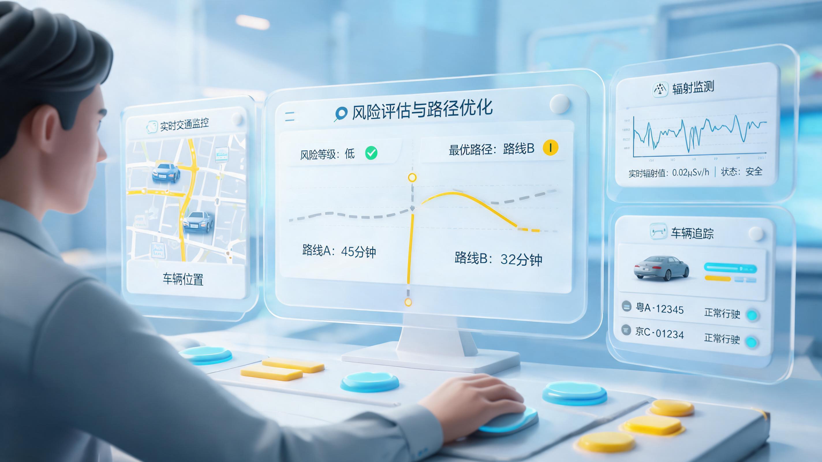 运输路径是否可根据实时路况和辐射监测数据动态优化?调度中心如何实现安全决策