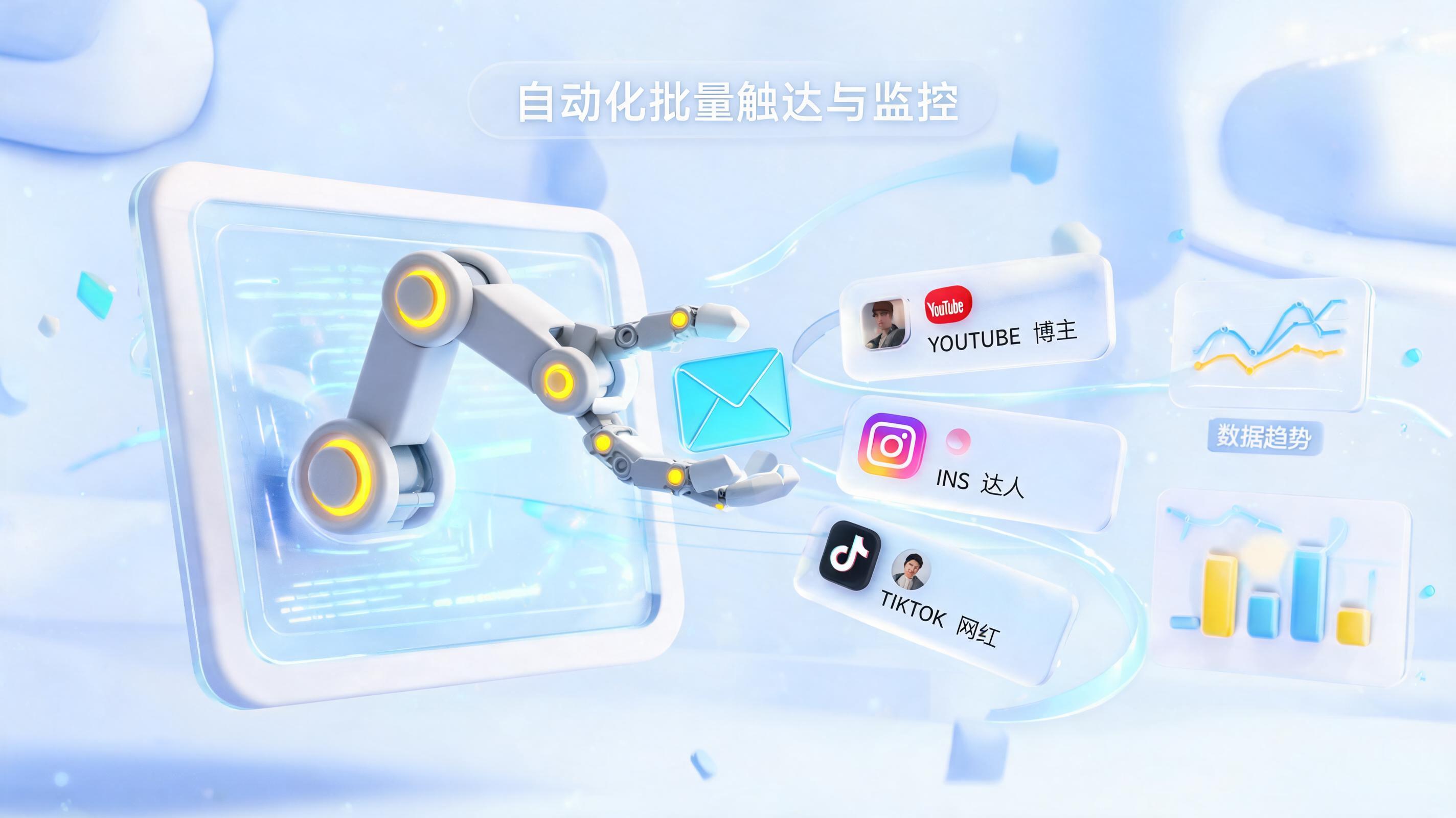 红人营销沟通成本高?数字员工自动抓取红人邮箱批量触达监控投放