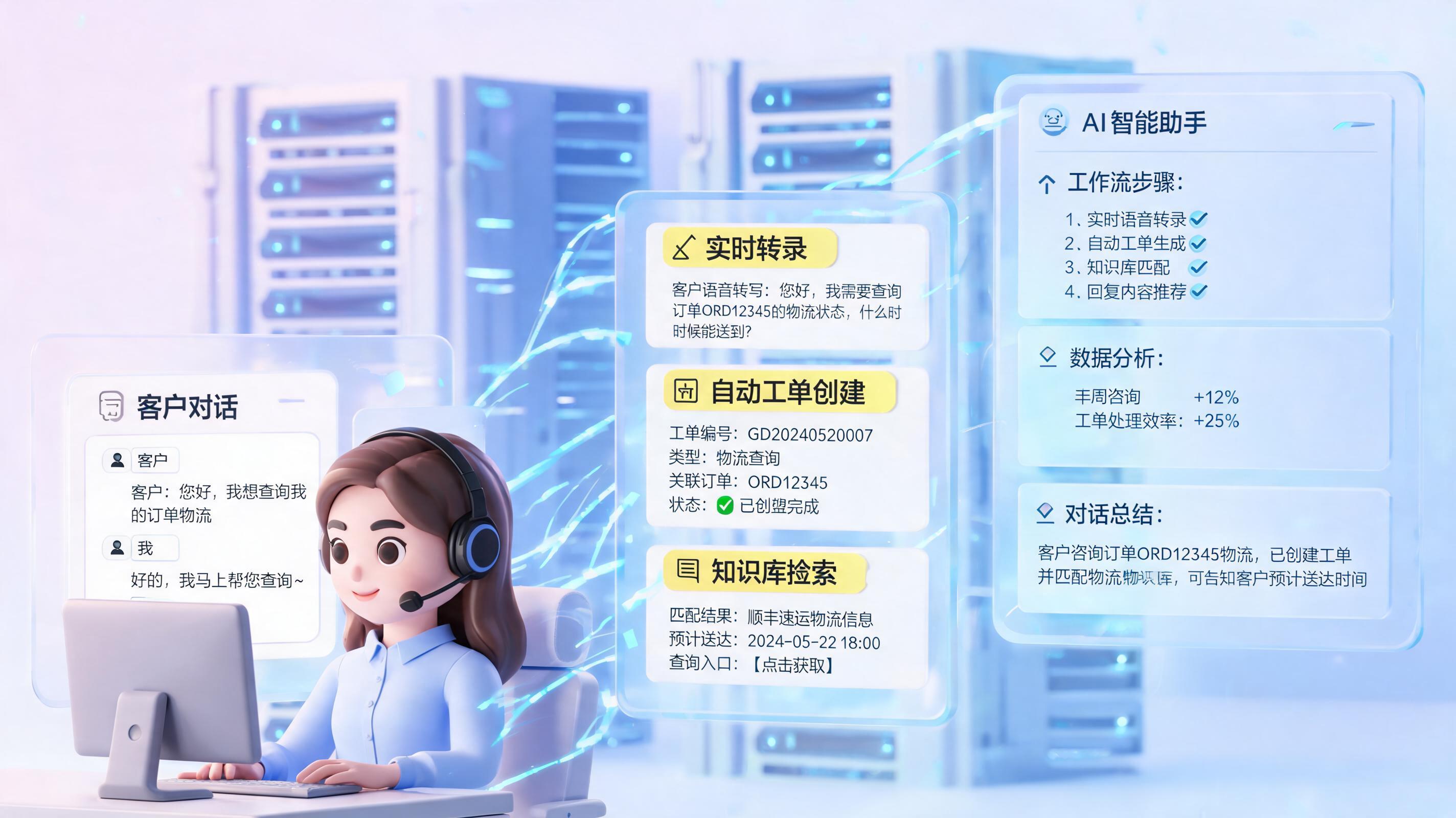 呼叫中心智能体：工单自动创建、知识库检索、话后小结全流程