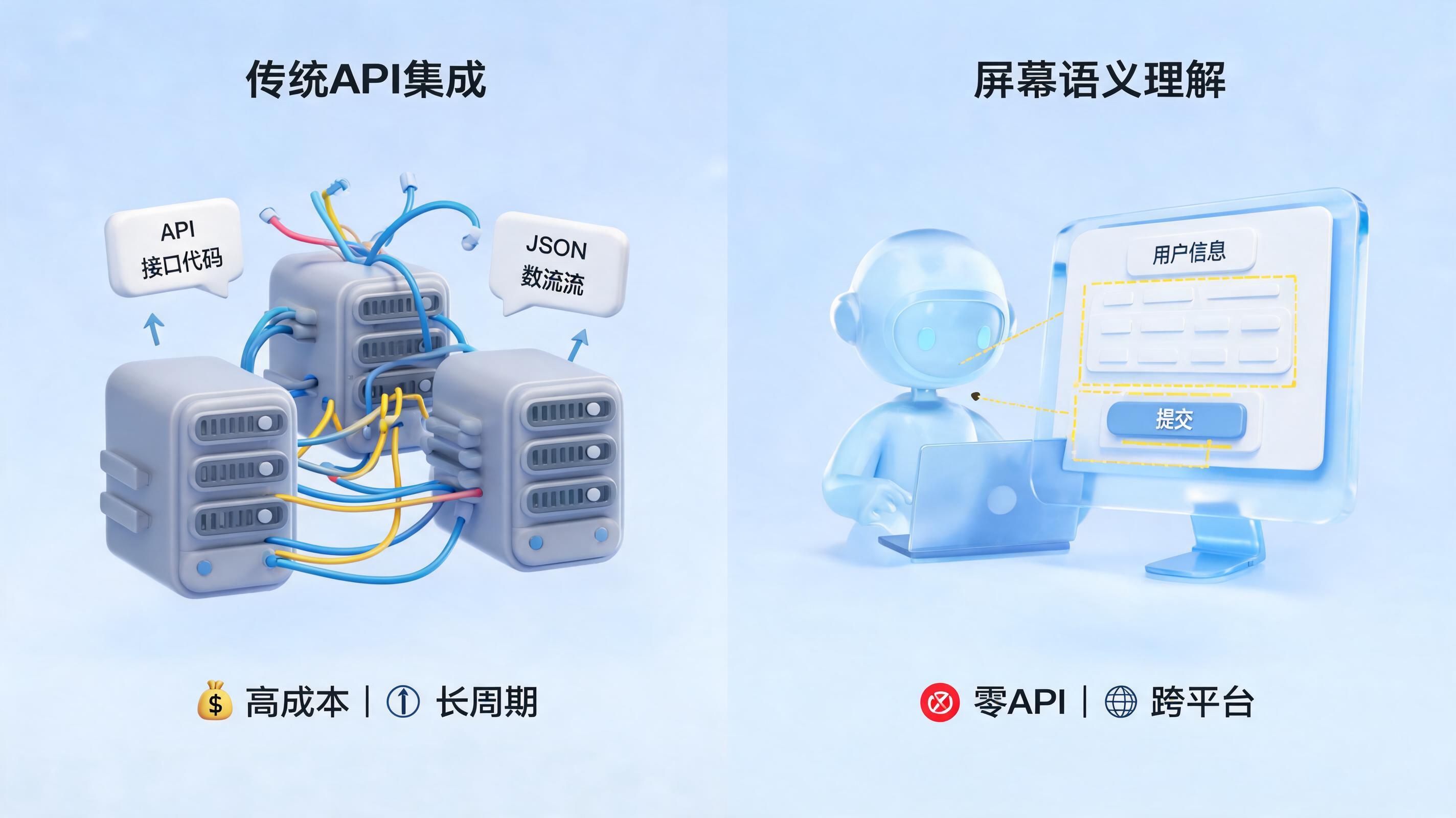从API集成到界面理解:两代系统对接技术的代际差异