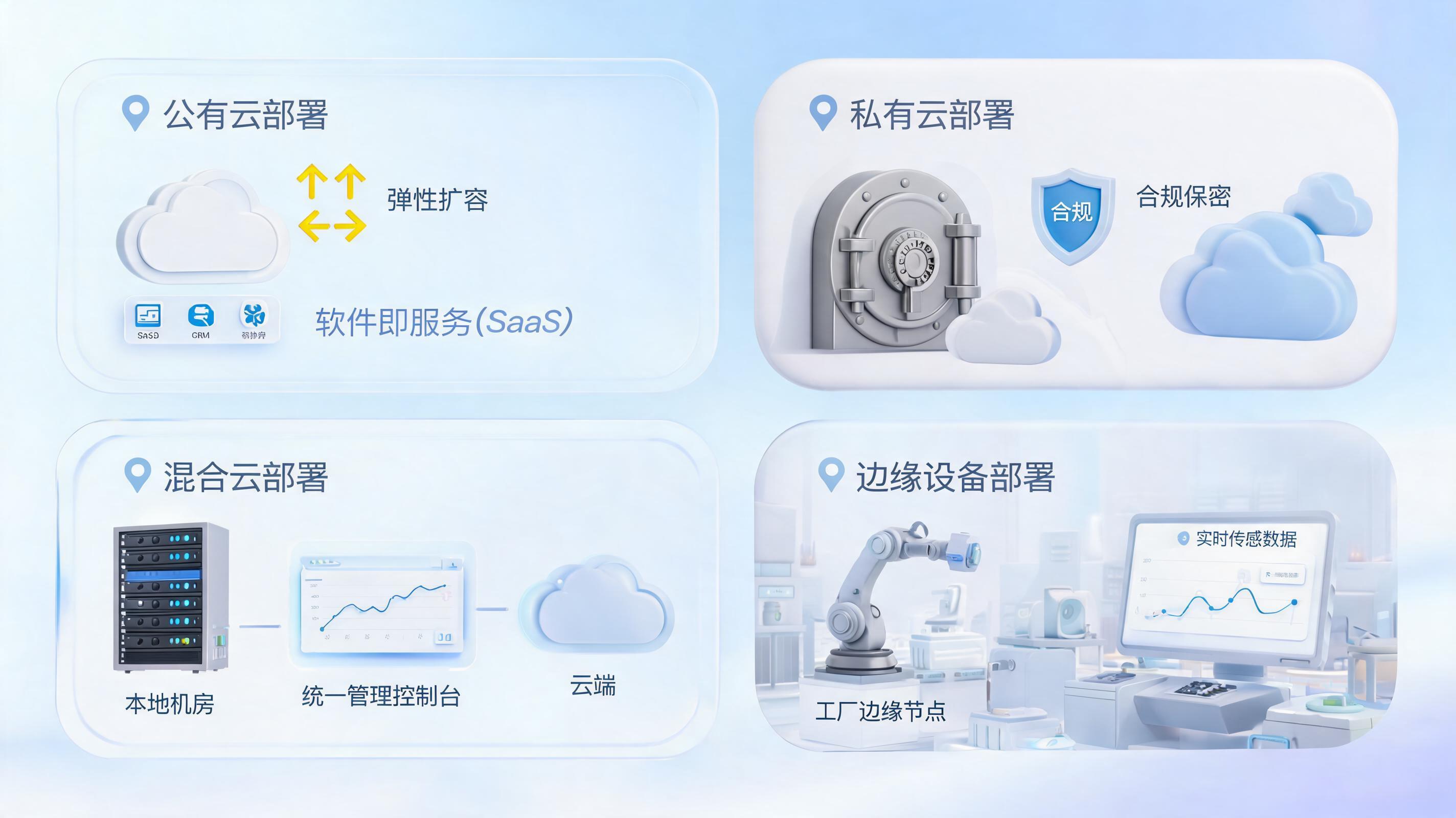 企业级AI智能体部署模式终极指南：公有云、私有云、混合云与边缘端，如何选择？