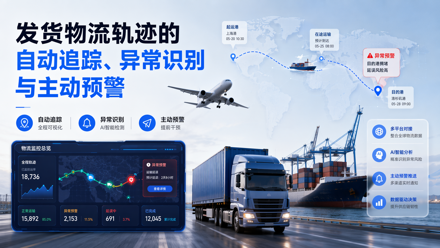 发货物流轨迹的自动追踪、异常识别与主动预警