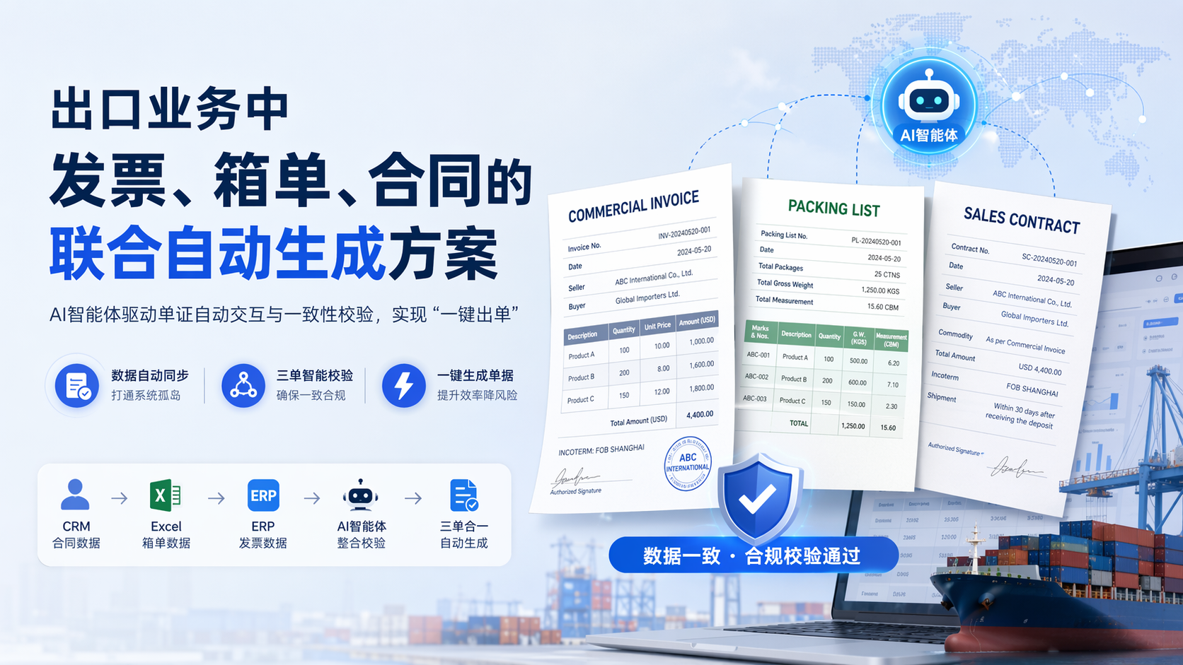 出口业务中发票、箱单、合同的联合自动生成方案