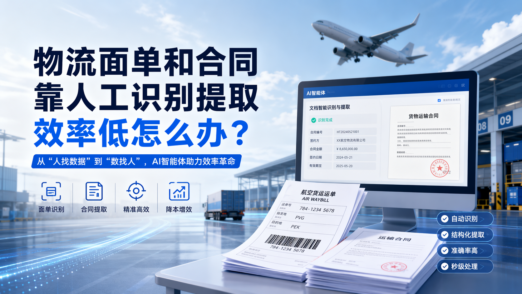 物流面单和合同靠人工识别提取效率低怎么办?