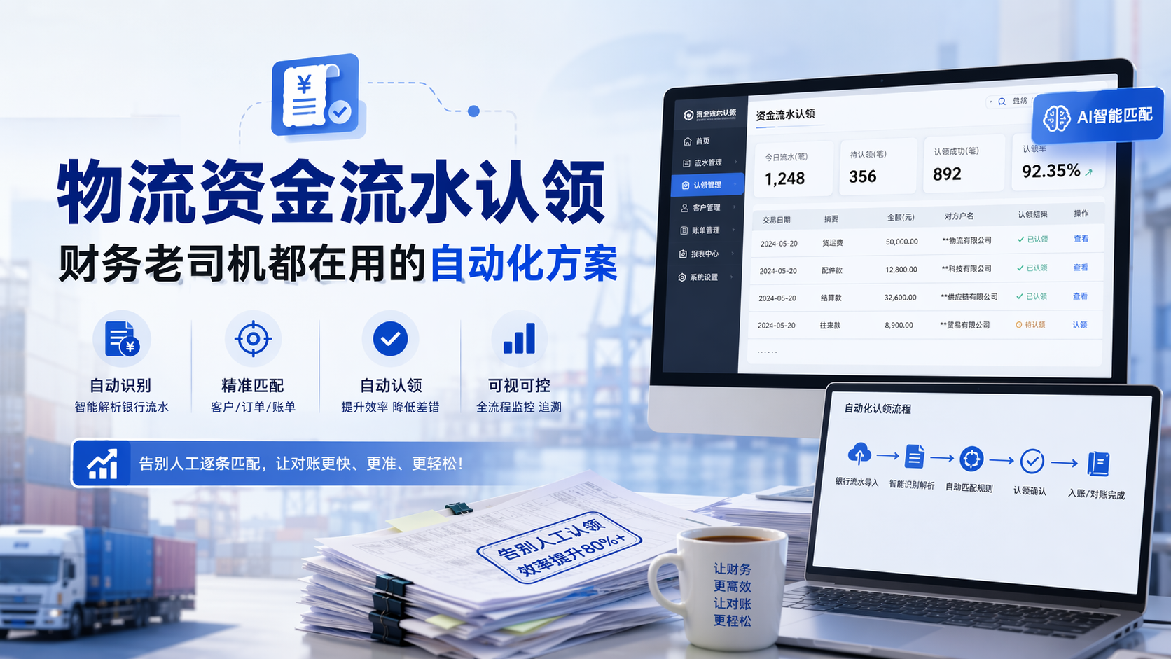 物流资金流水认领,财务老司机都在用的自动化方案