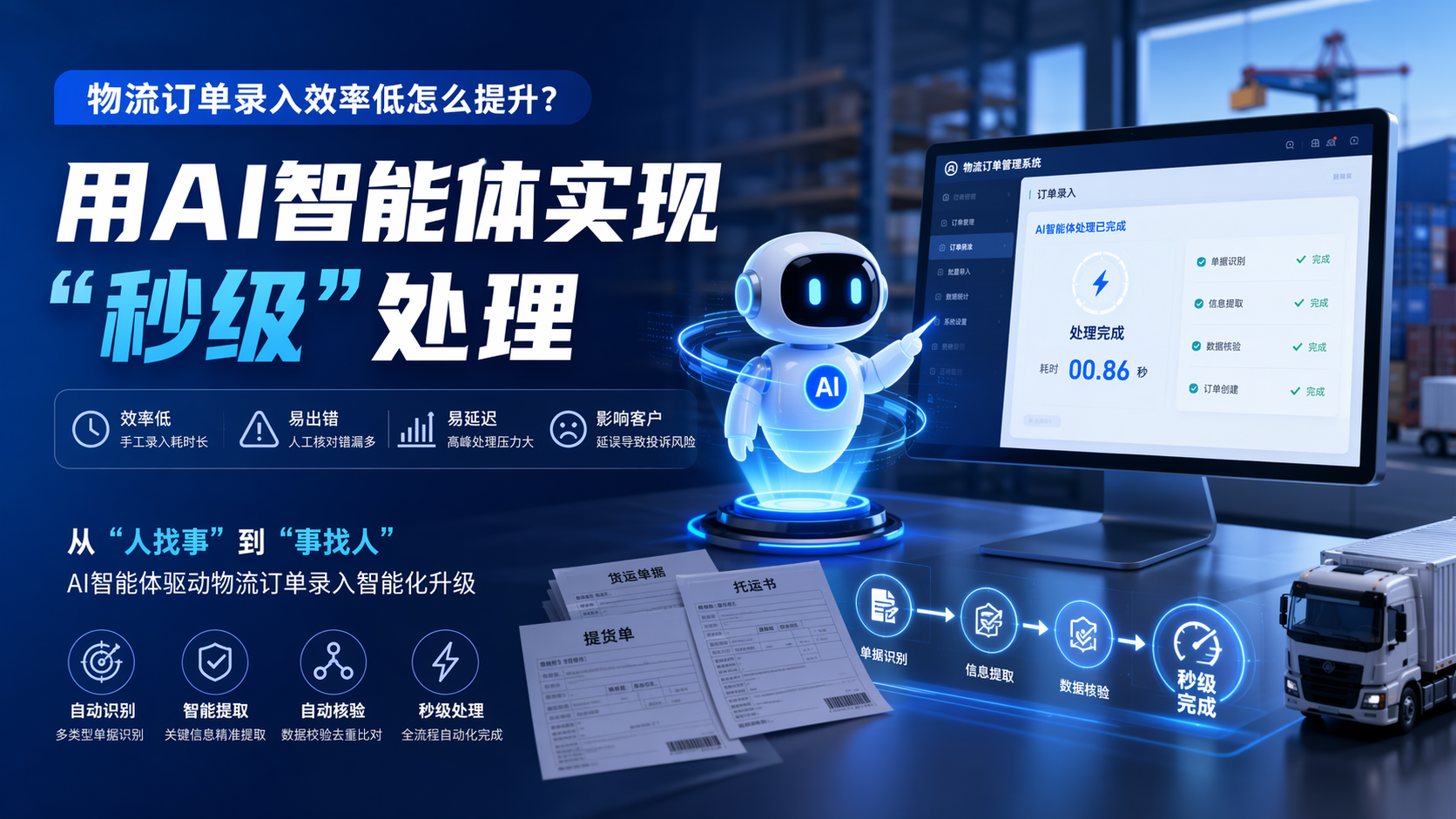 物流订单录入效率低怎么提升？用AI智能体实现“秒级”处理
